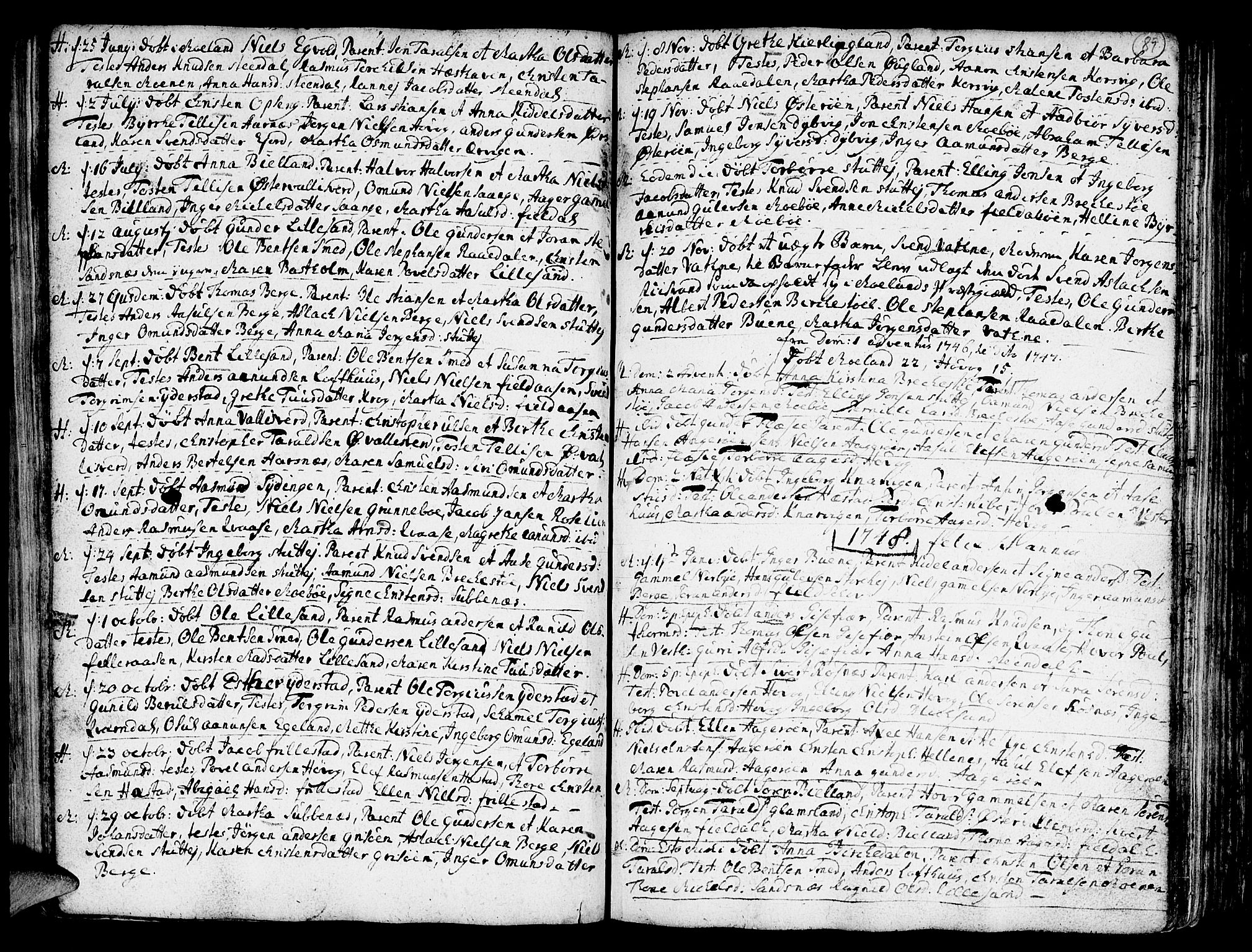 Vestre Moland sokneprestkontor, SAK/1111-0046/F/Fa/Fab/L0001: Parish register (official) no. A 1, 1687-1760, p. 89