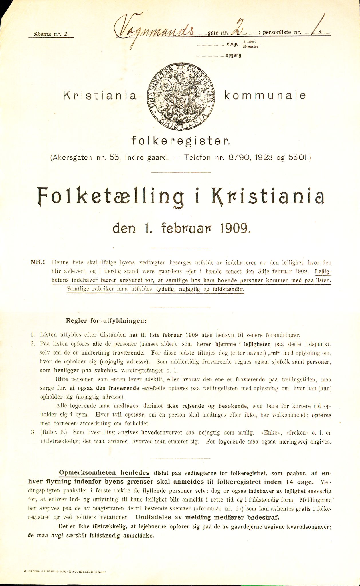 OBA, Municipal Census 1909 for Kristiania, 1909, p. 112594