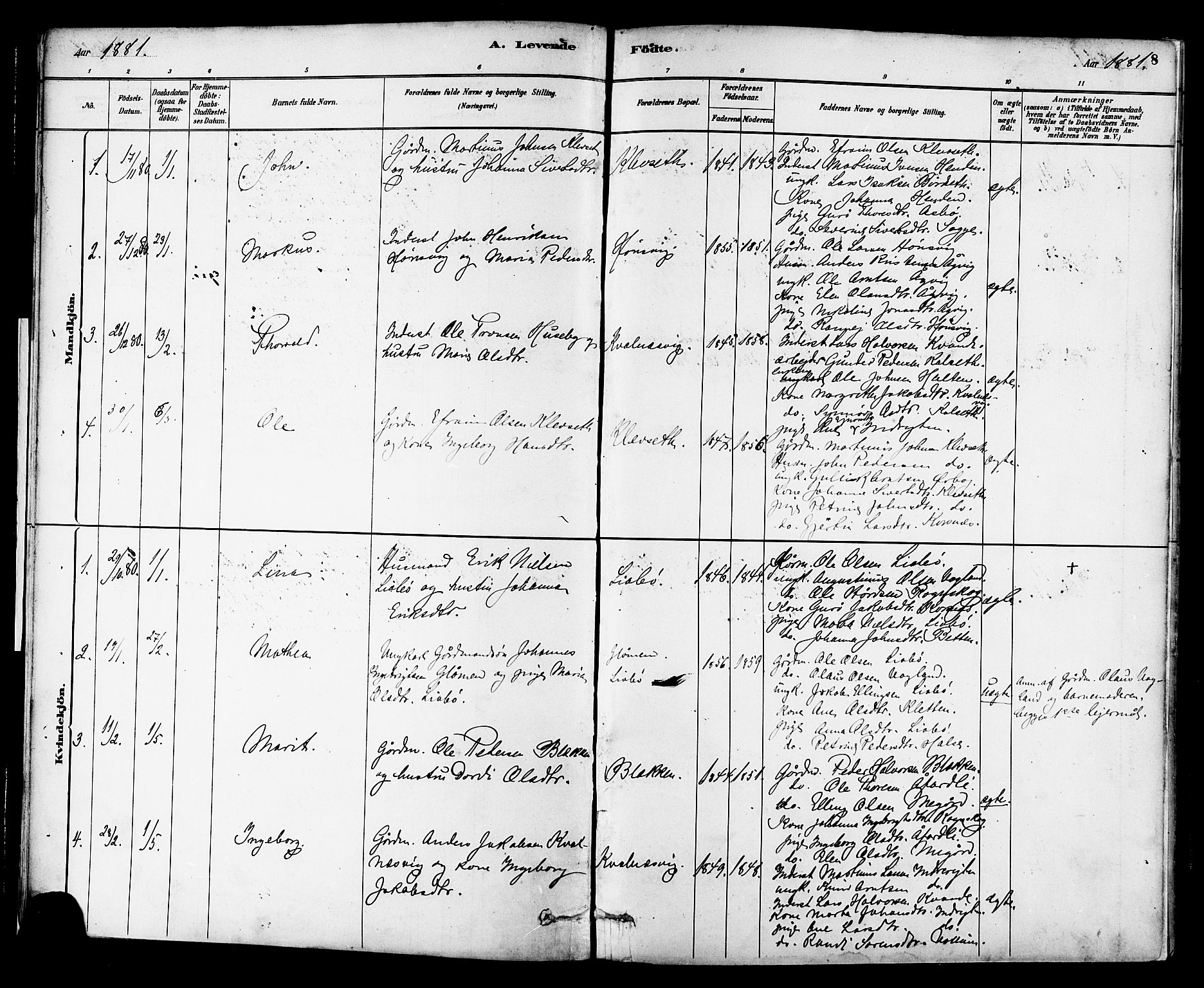 Ministerialprotokoller, klokkerbøker og fødselsregistre - Møre og Romsdal, AV/SAT-A-1454/576/L0885: Parish register (official) no. 576A03, 1880-1898, p. 8