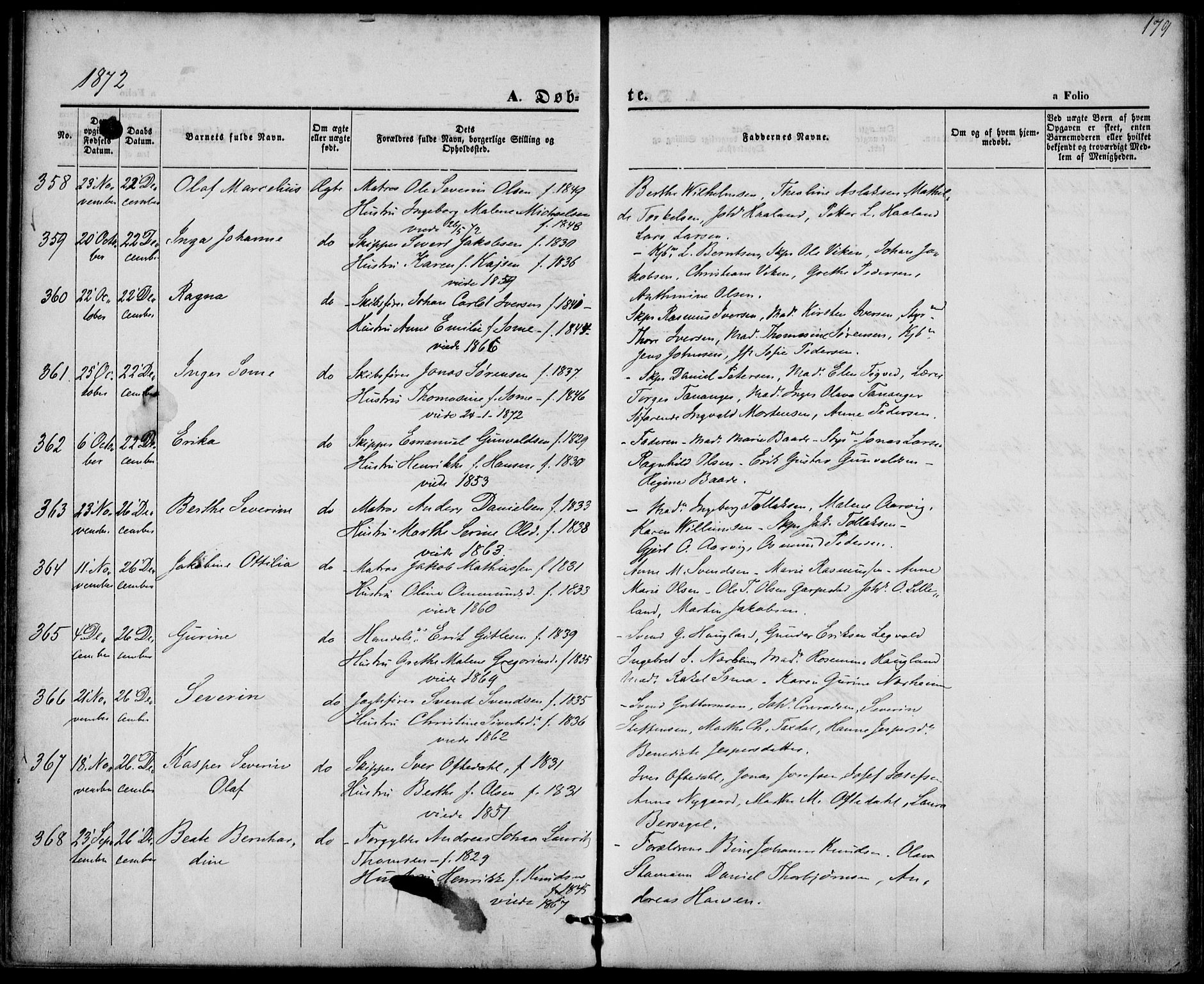 St. Petri sokneprestkontor, SAST/A-101813/001/30/30BA/L0008: Parish register (official) no. A 8, 1868-1876, p. 179