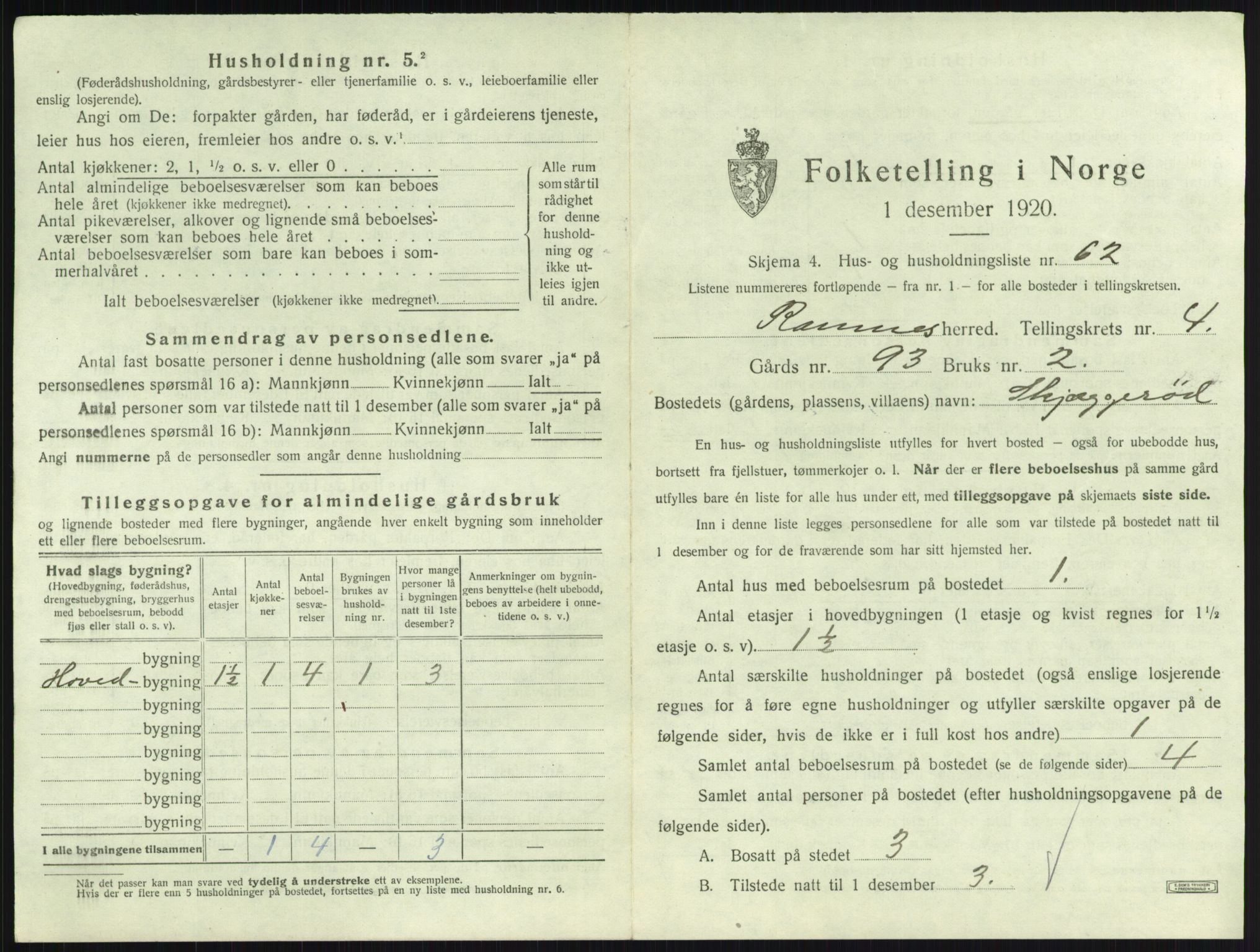 SAKO, 1920 census for Ramnes, 1920, p. 718