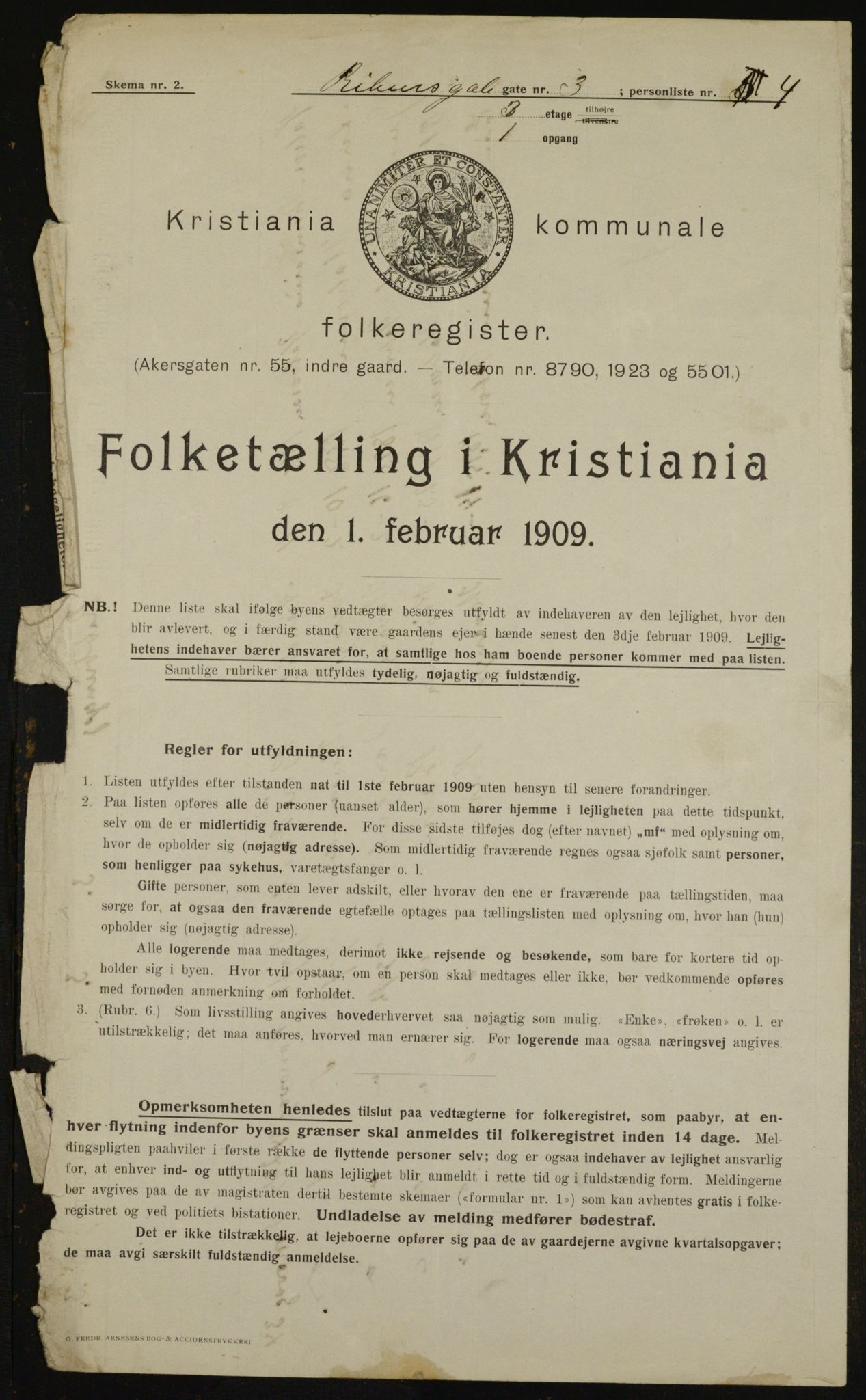 OBA, Municipal Census 1909 for Kristiania, 1909, p. 75219