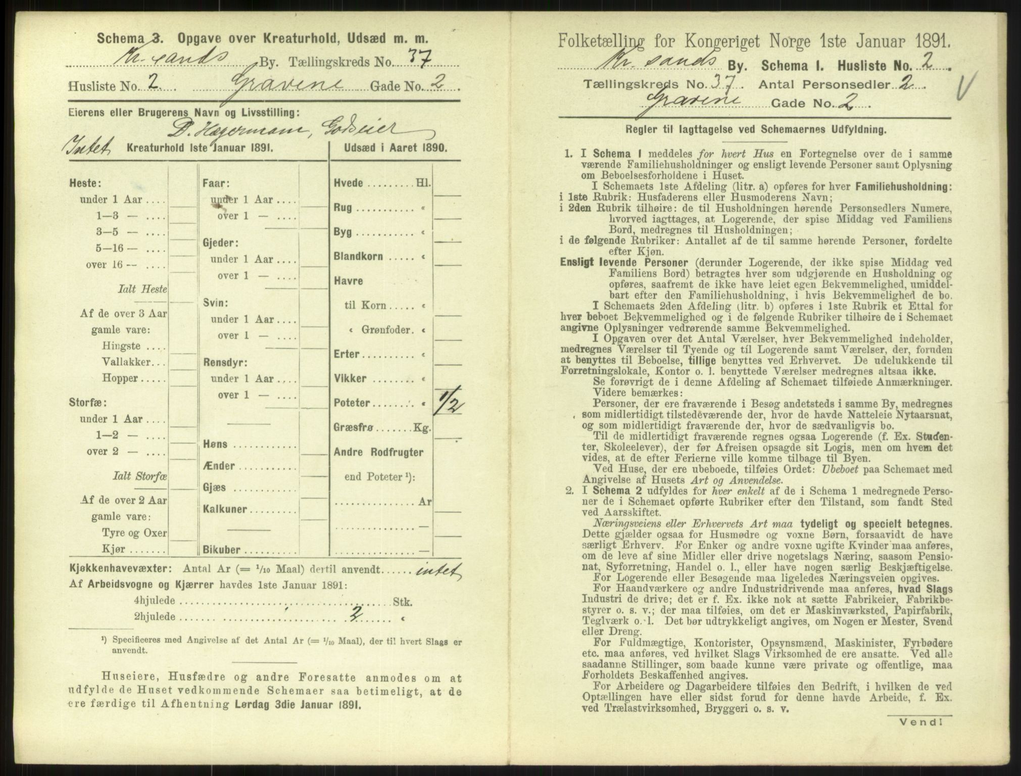 RA, 1891 census for 1001 Kristiansand, 1891, p. 1970