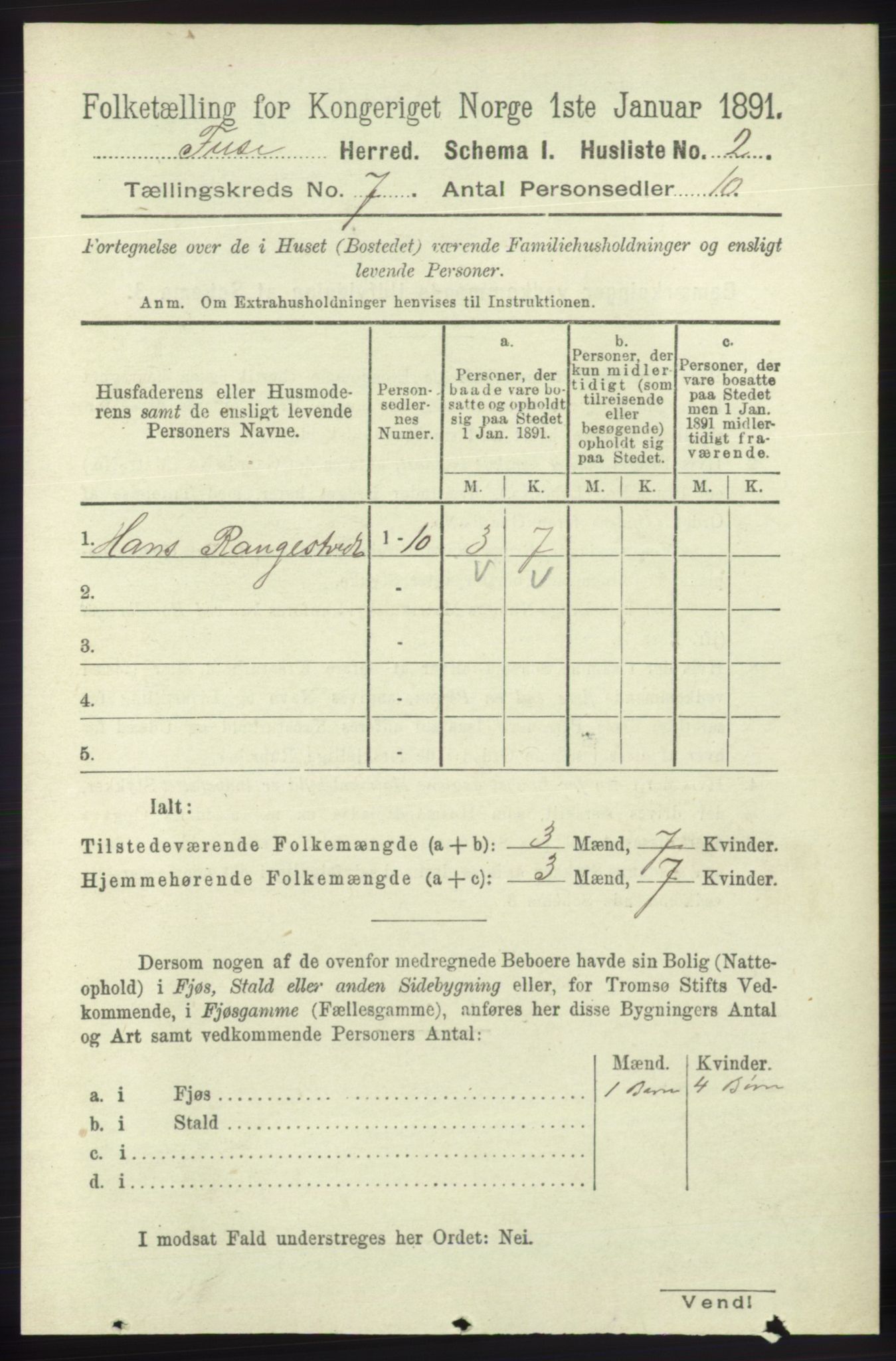 RA, 1891 census for 1241 Fusa, 1891, p. 1265