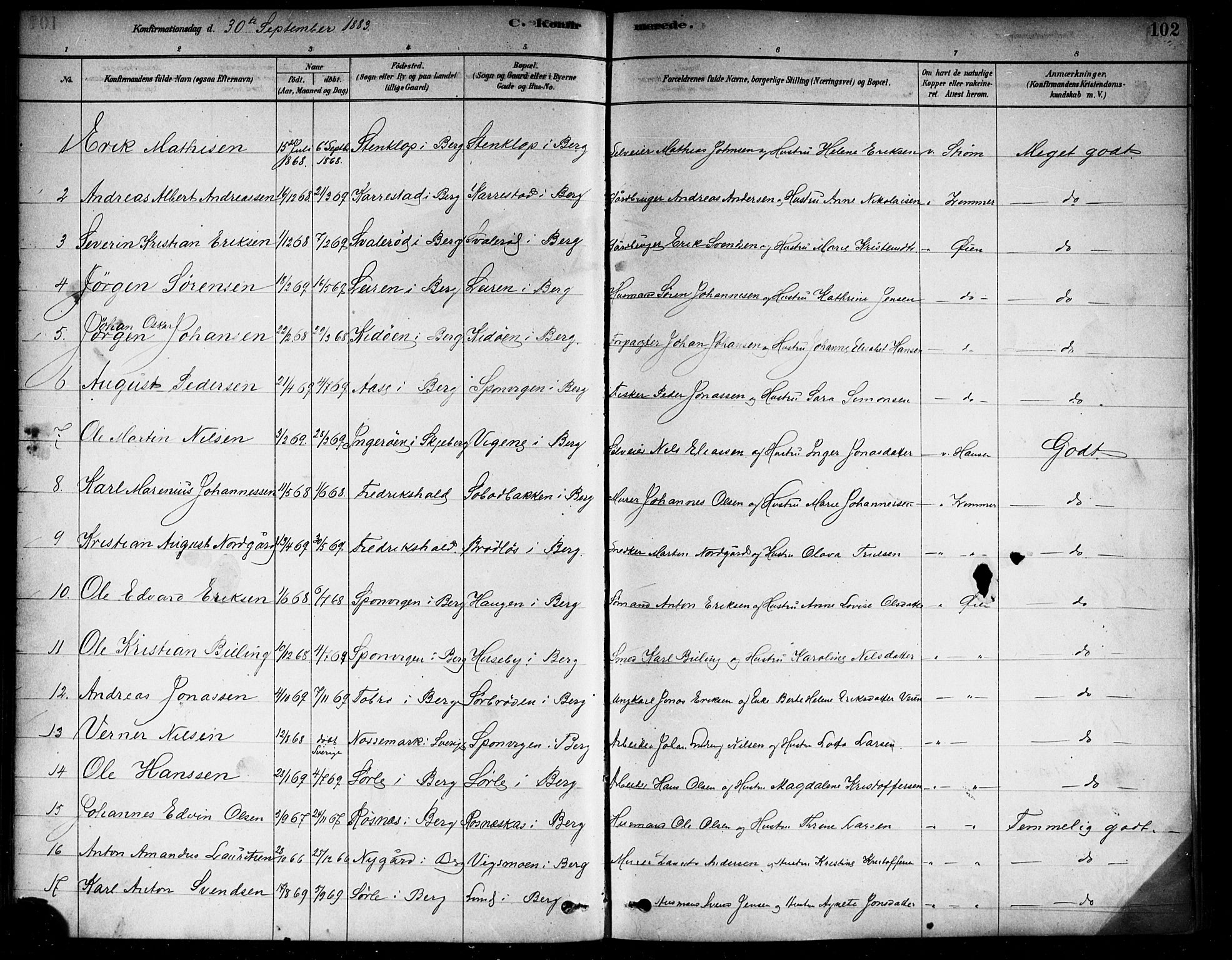 Berg prestekontor Kirkebøker, SAO/A-10902/F/Fa/L0006: Parish register (official) no. I 6, 1878-1887, p. 102