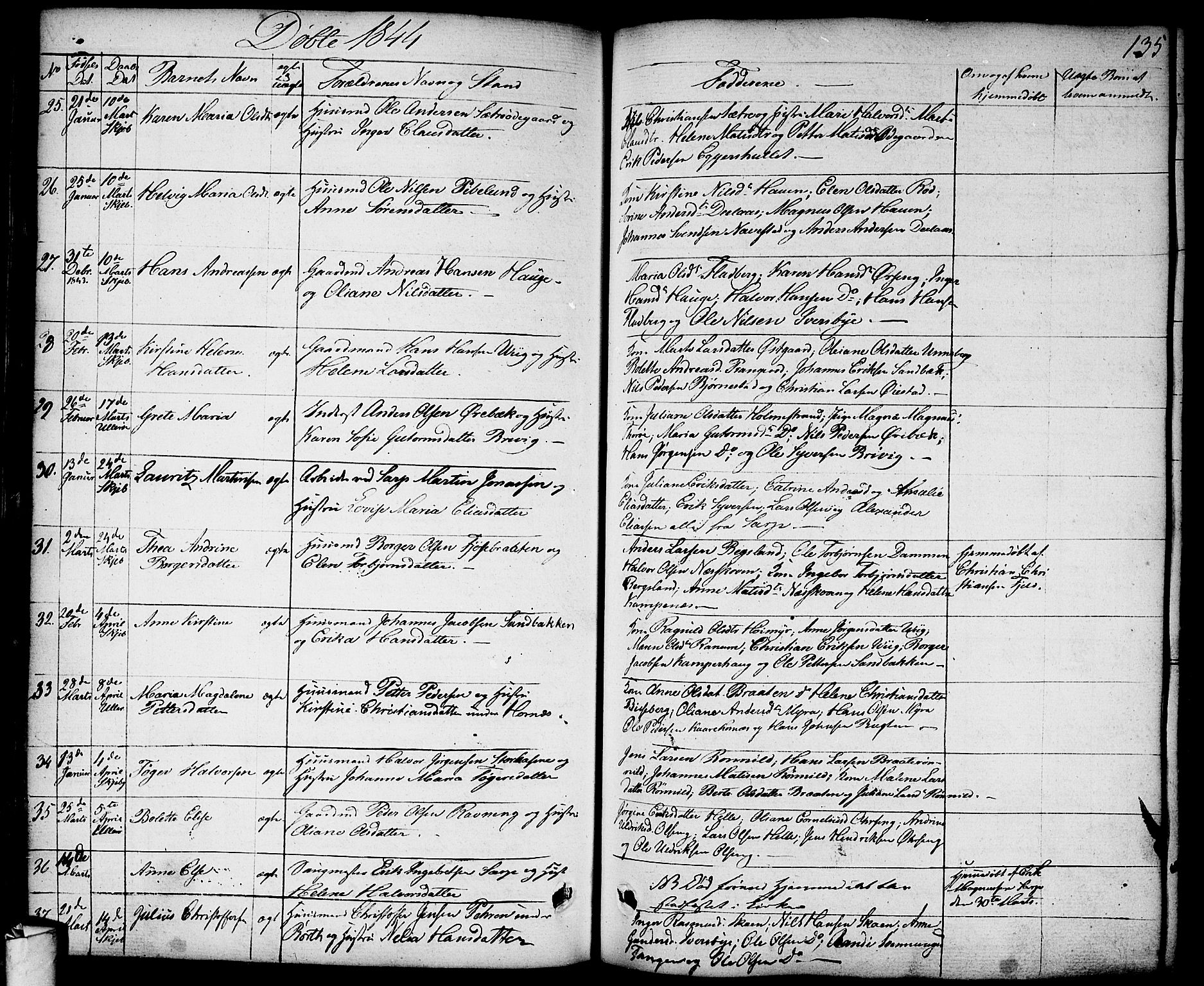 Skjeberg prestekontor Kirkebøker, SAO/A-10923/F/Fa/L0005: Parish register (official) no. I 5, 1830-1845, p. 135