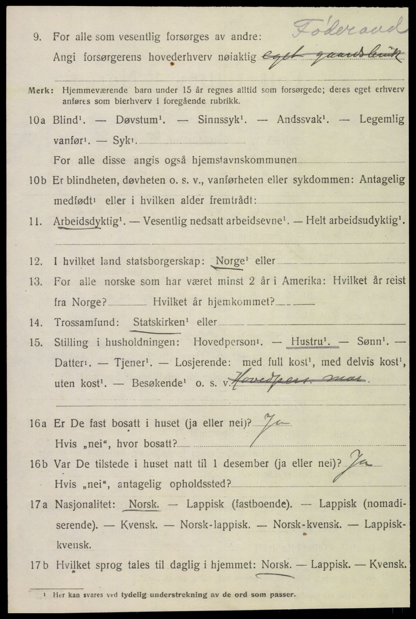 SAT, 1920 census for Inderøy, 1920, p. 3336