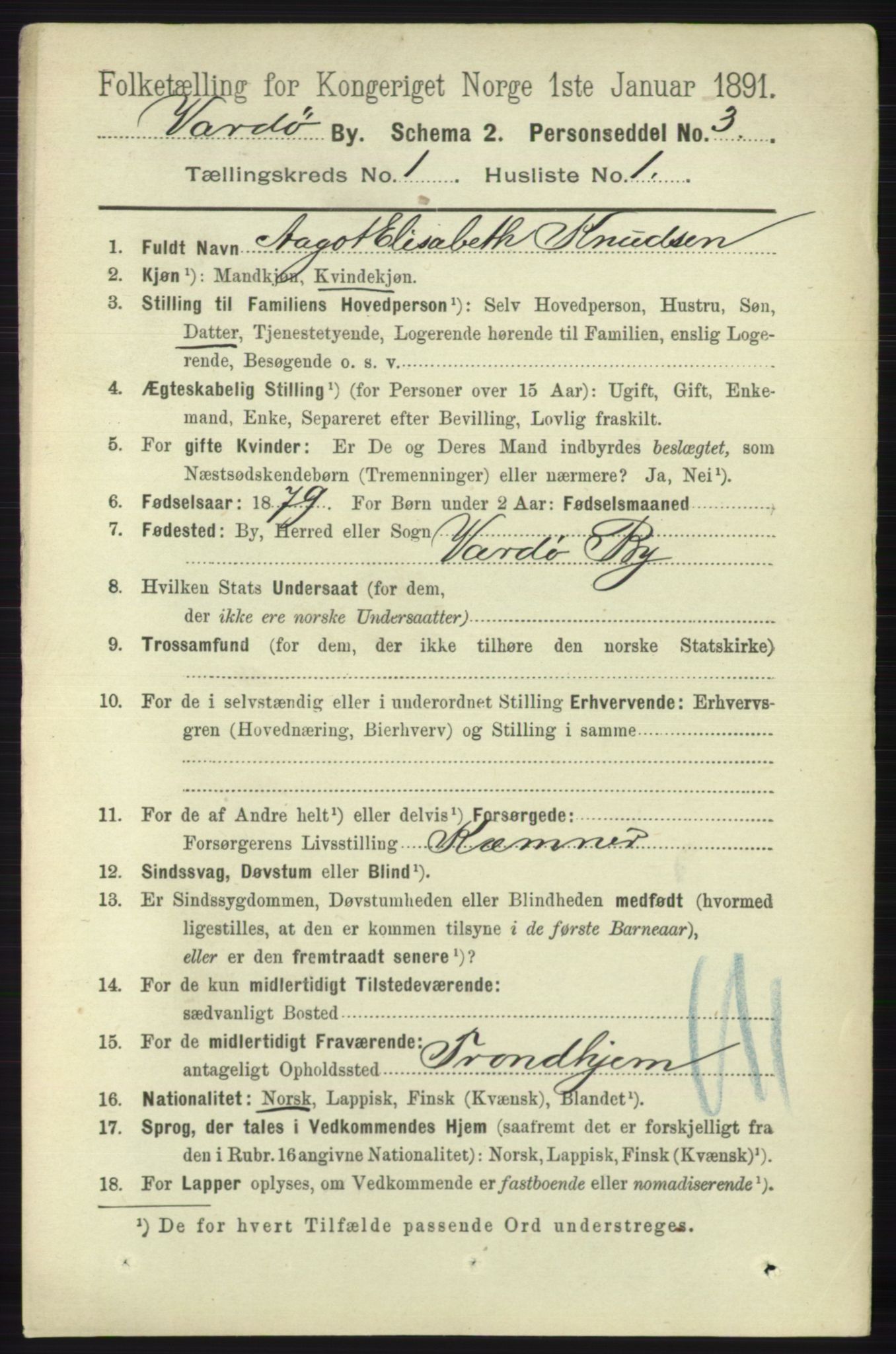 RA, 1891 census for 2002 Vardø, 1891, p. 171