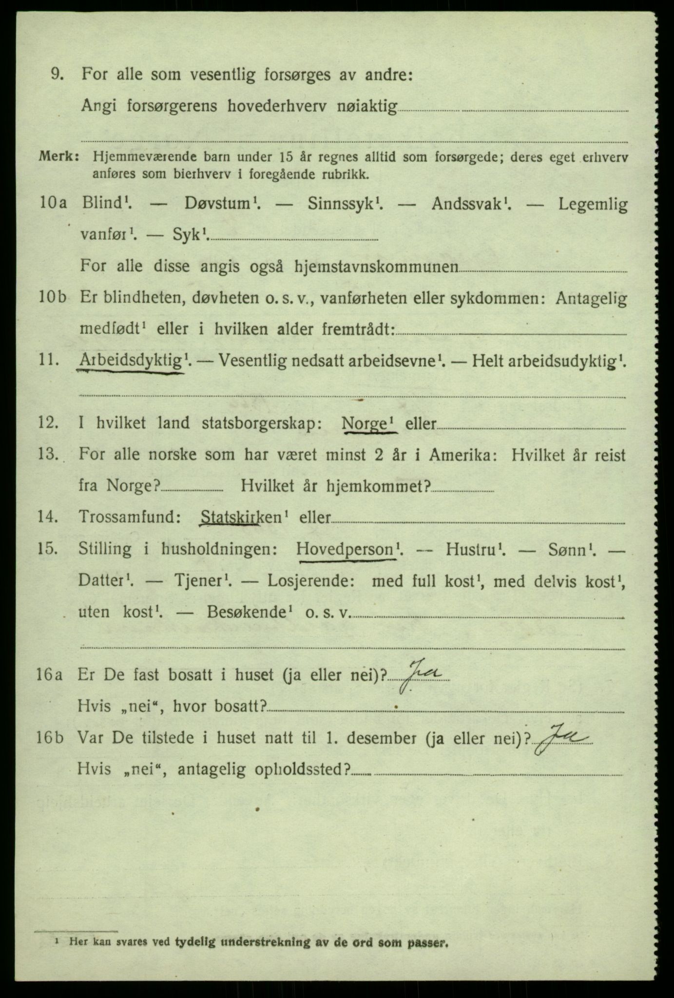 SAB, 1920 census for Granvin, 1920, p. 1421