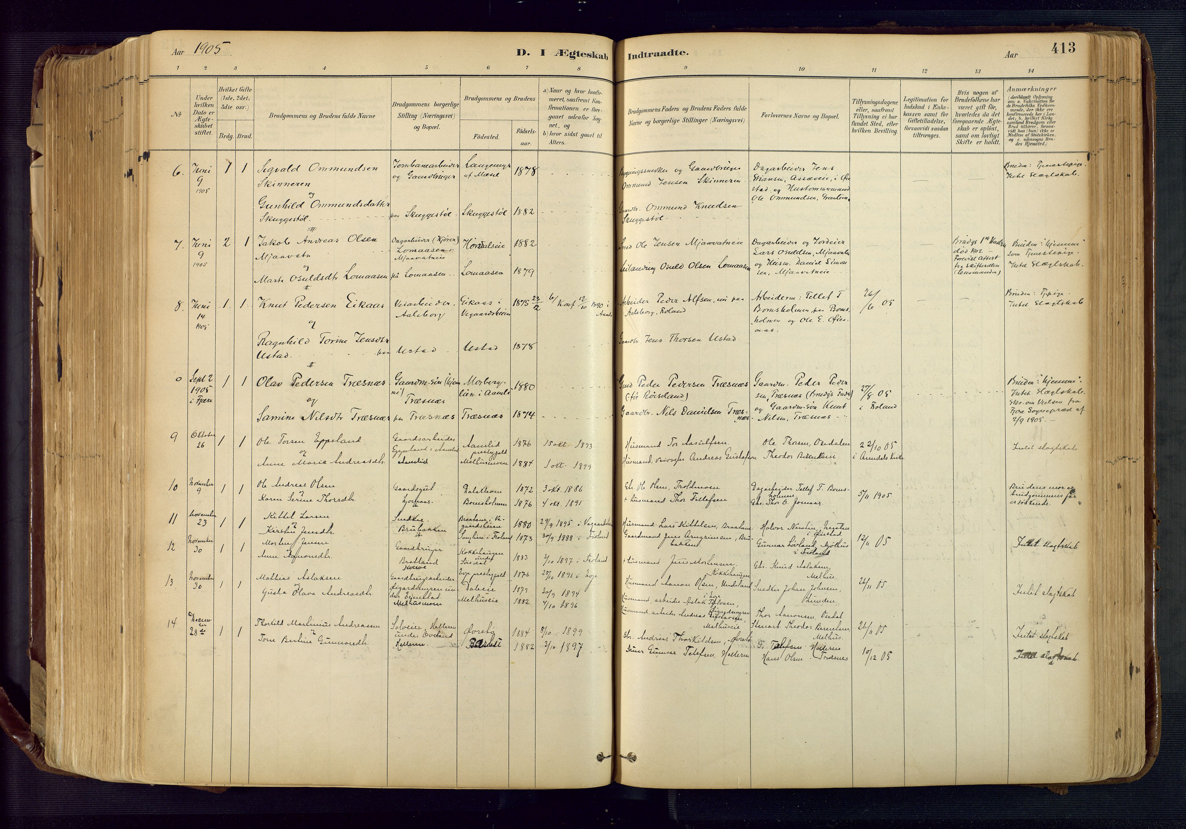 Froland sokneprestkontor, SAK/1111-0013/F/Fa/L0005: Parish register (official) no. A 5, 1882-1921, p. 413