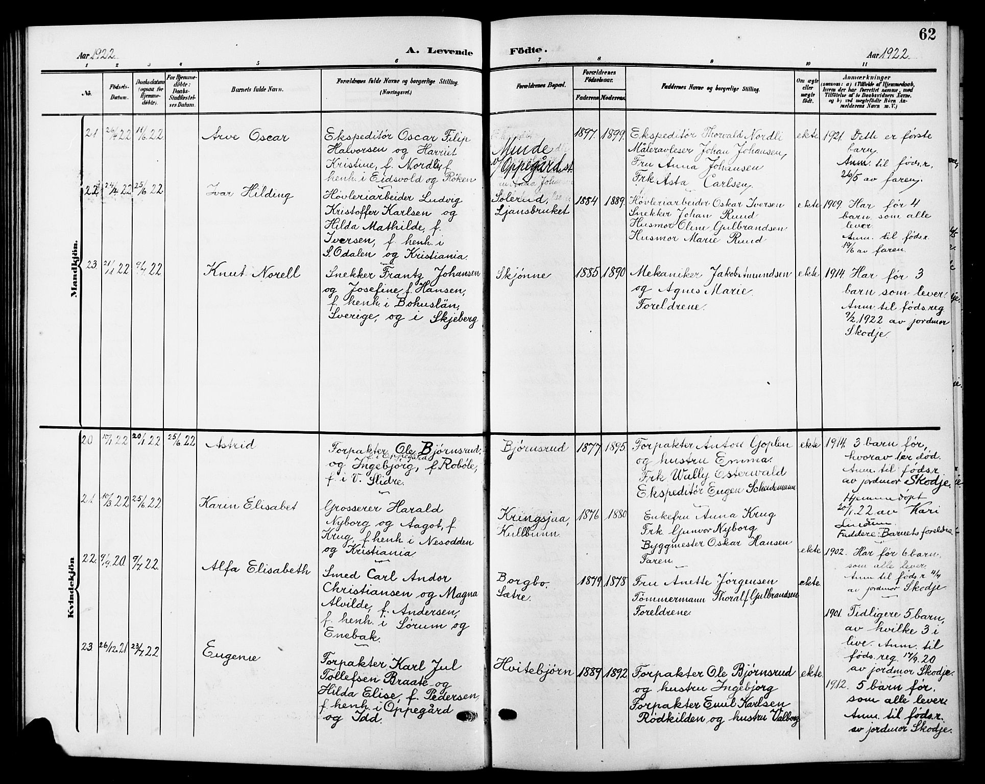 Nesodden prestekontor Kirkebøker, AV/SAO-A-10013/G/Gb/L0001: Parish register (copy) no. II 1, 1905-1924, p. 62