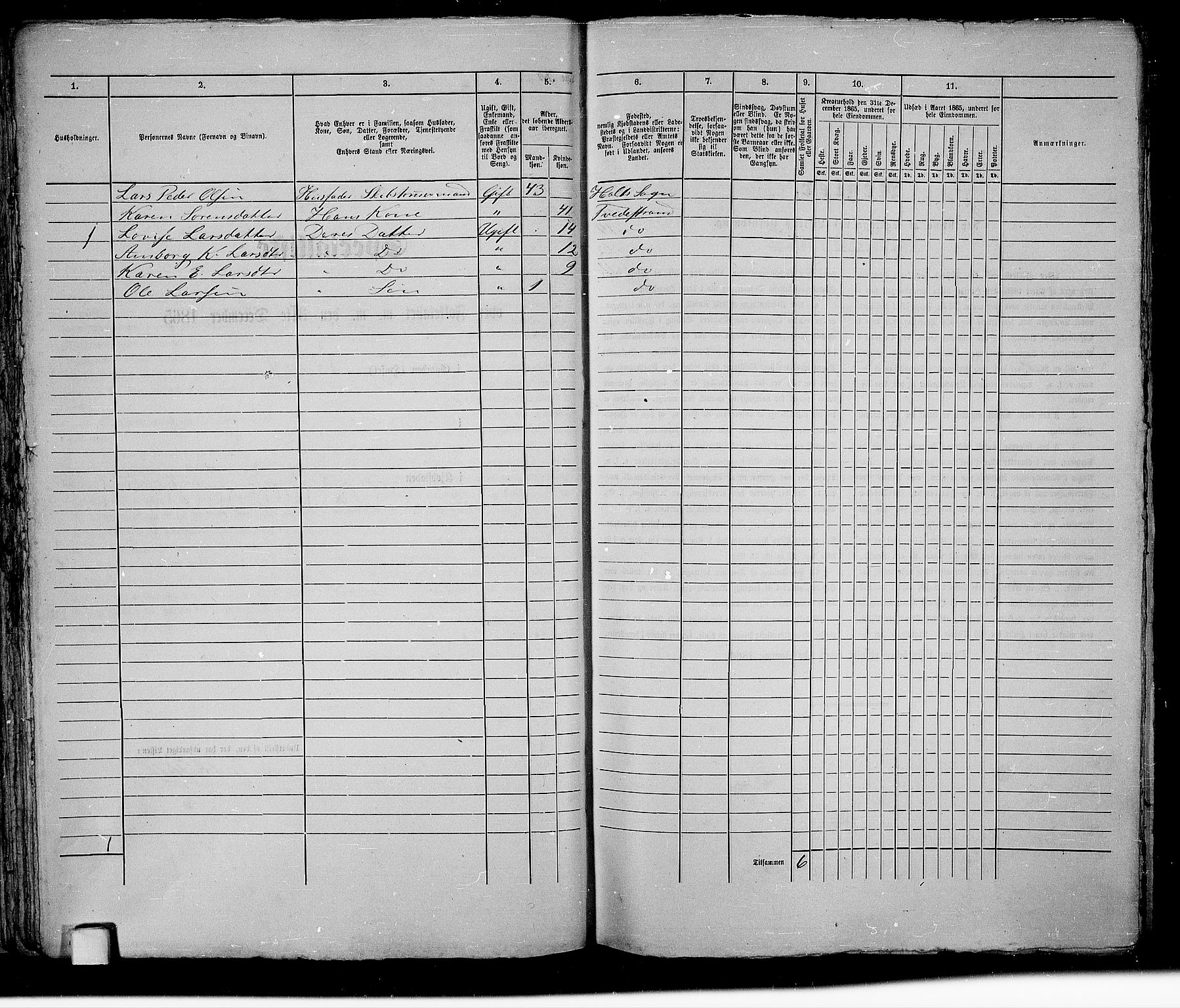 RA, 1865 census for Holt/Tvedestrand, 1865, p. 56