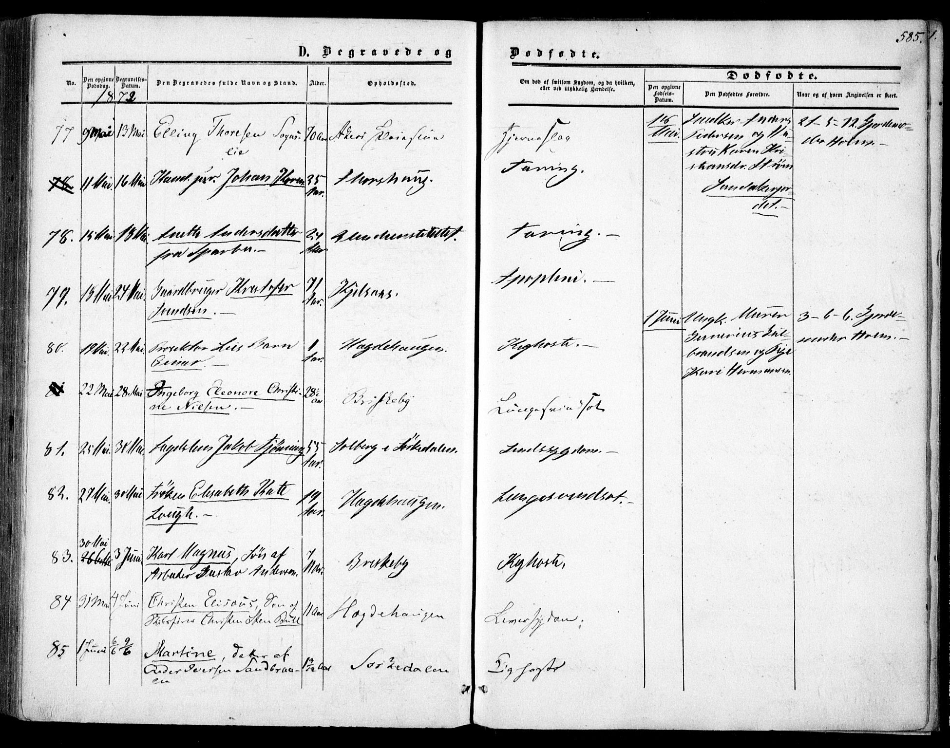Vestre Aker prestekontor Kirkebøker, SAO/A-10025/F/Fa/L0002: Parish register (official) no. 2, 1855-1877, p. 585