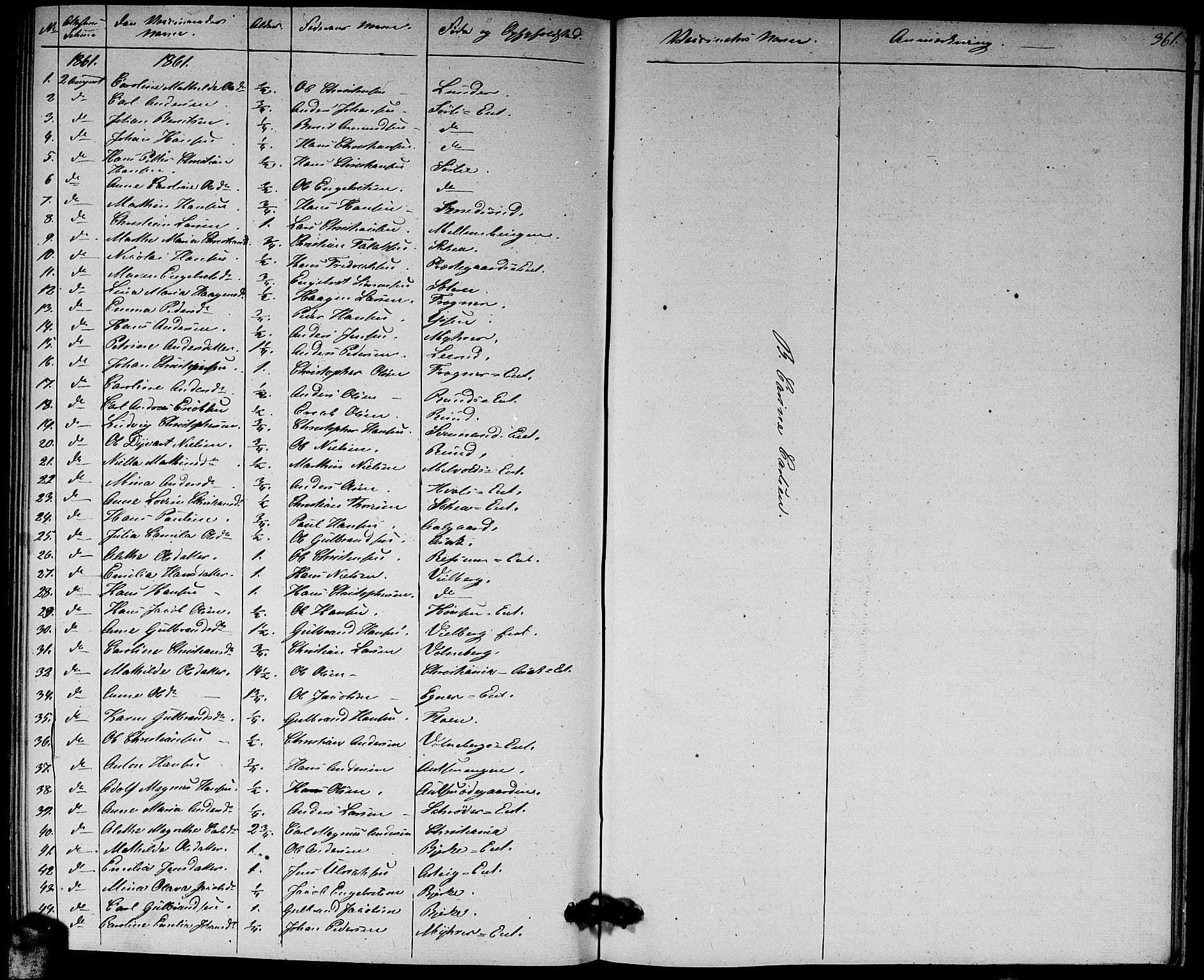 Sørum prestekontor Kirkebøker, AV/SAO-A-10303/G/Ga/L0003: Parish register (copy) no. I 3, 1846-1863, p. 361