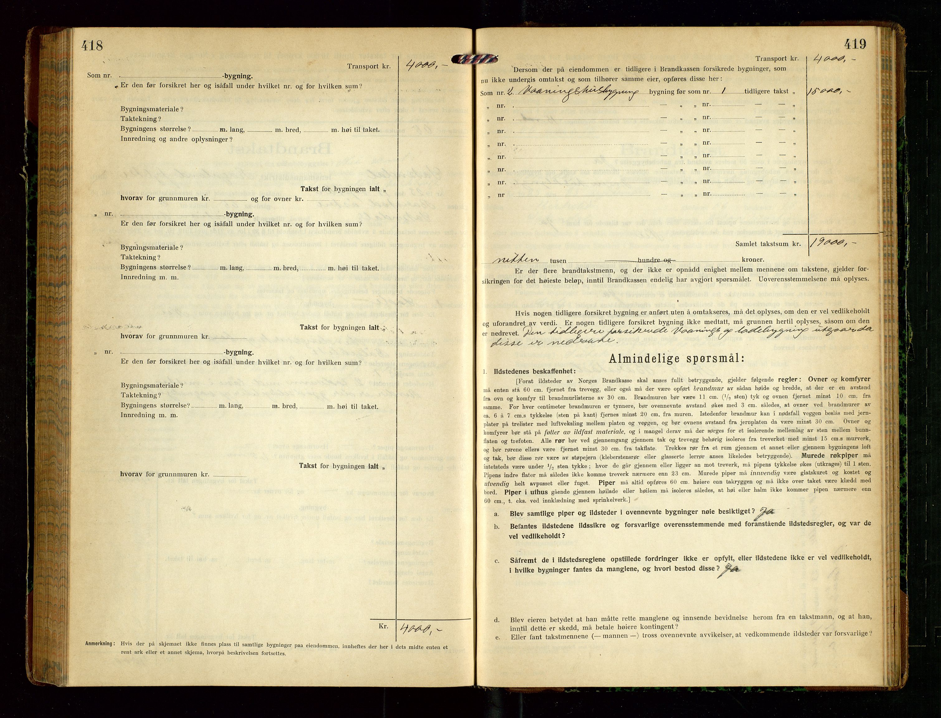 Sokndal lensmannskontor, AV/SAST-A-100417/Gob/L0005: "Brandtakst-Protokol", 1920-1924, p. 418-419