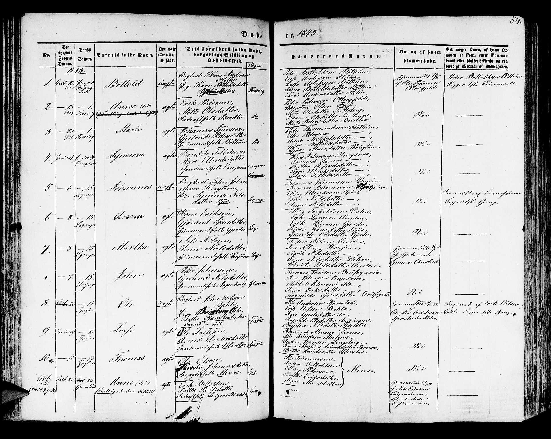 Leikanger sokneprestembete, AV/SAB-A-81001/H/Haa/Haaa/L0007: Parish register (official) no. A 7, 1838-1851, p. 54