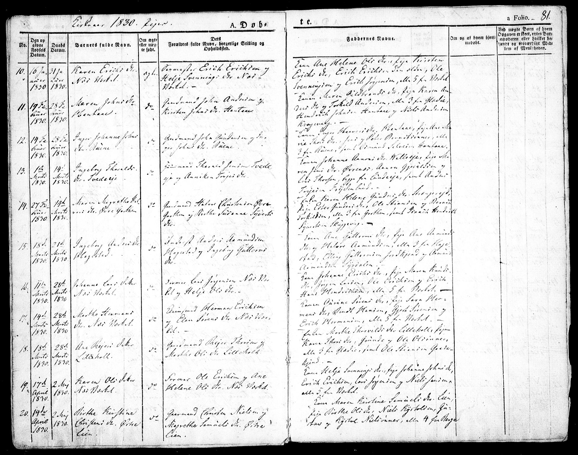 Holt sokneprestkontor, AV/SAK-1111-0021/F/Fa/L0006: Parish register (official) no. A 6, 1820-1835, p. 81