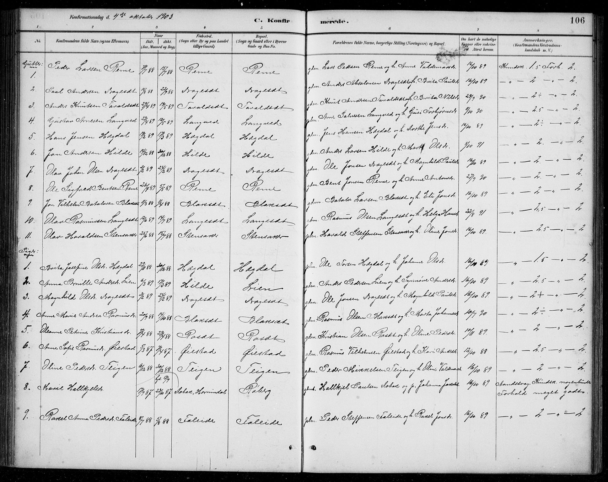 Innvik sokneprestembete, SAB/A-80501: Parish register (copy) no. A 3, 1886-1912, p. 106