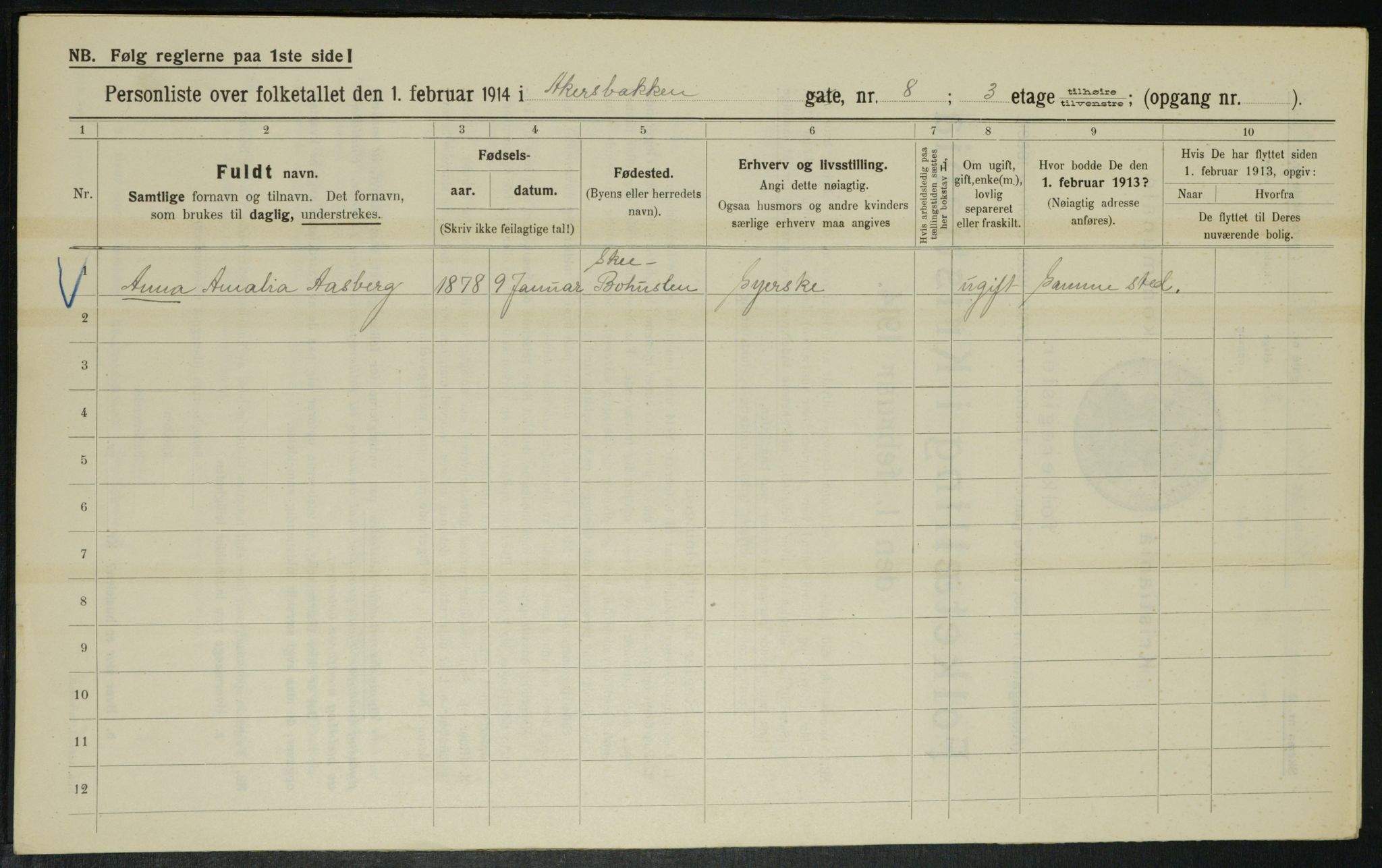 OBA, Municipal Census 1914 for Kristiania, 1914, p. 36