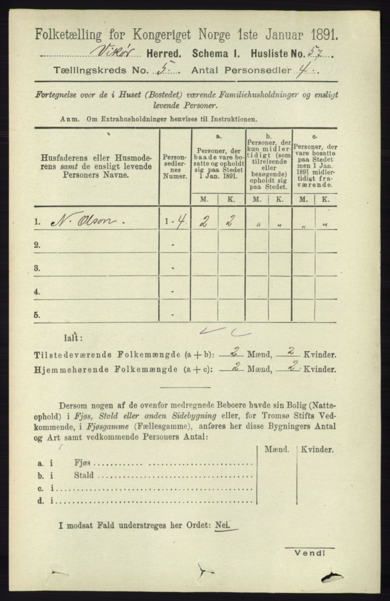 RA, 1891 census for 1238 Vikør, 1891, p. 1414