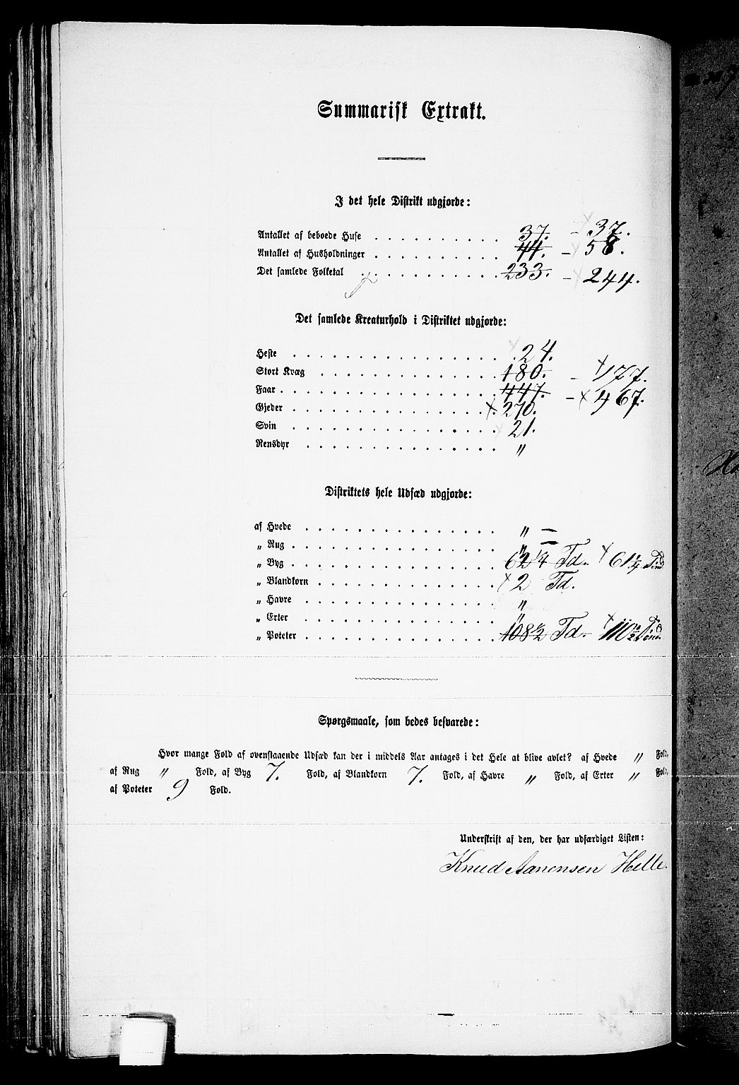 RA, 1865 census for Valle, 1865, p. 111