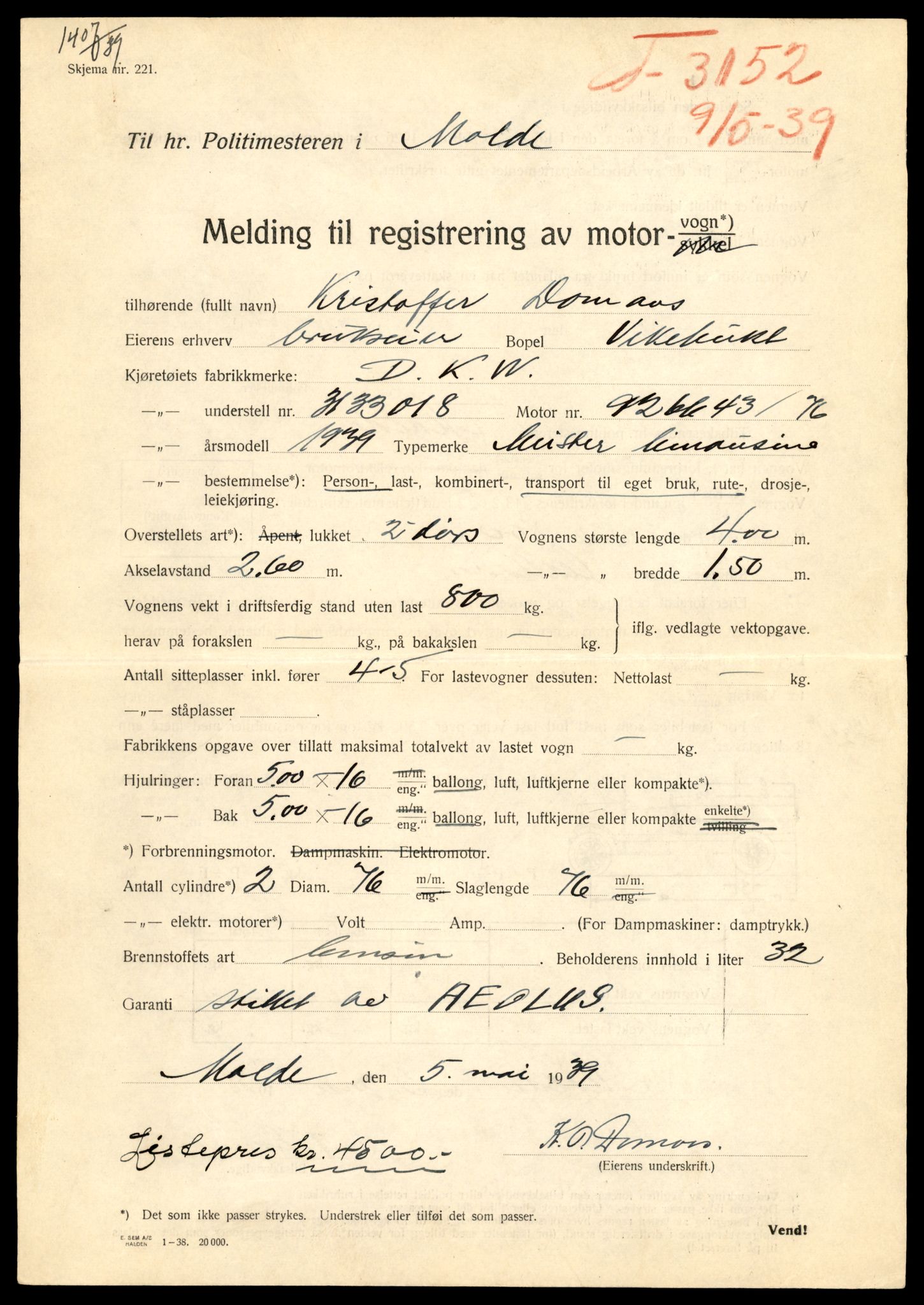 Møre og Romsdal vegkontor - Ålesund trafikkstasjon, AV/SAT-A-4099/F/Fe/L0022: Registreringskort for kjøretøy T 10584 - T 10694, 1927-1998, p. 1097