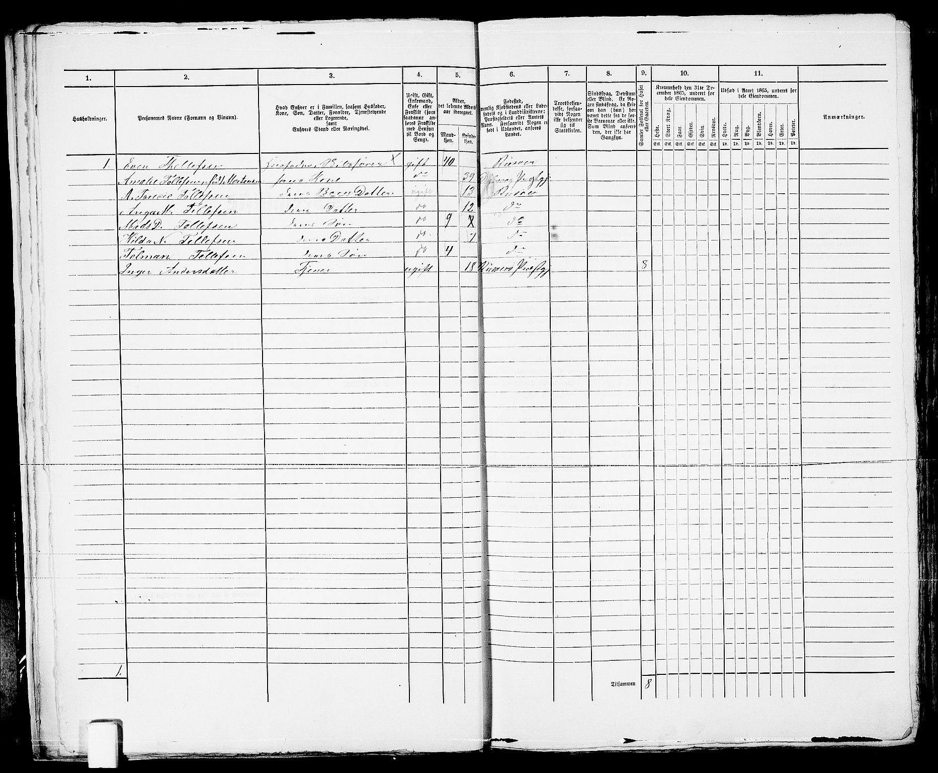RA, 1865 census for Risør/Risør, 1865, p. 26