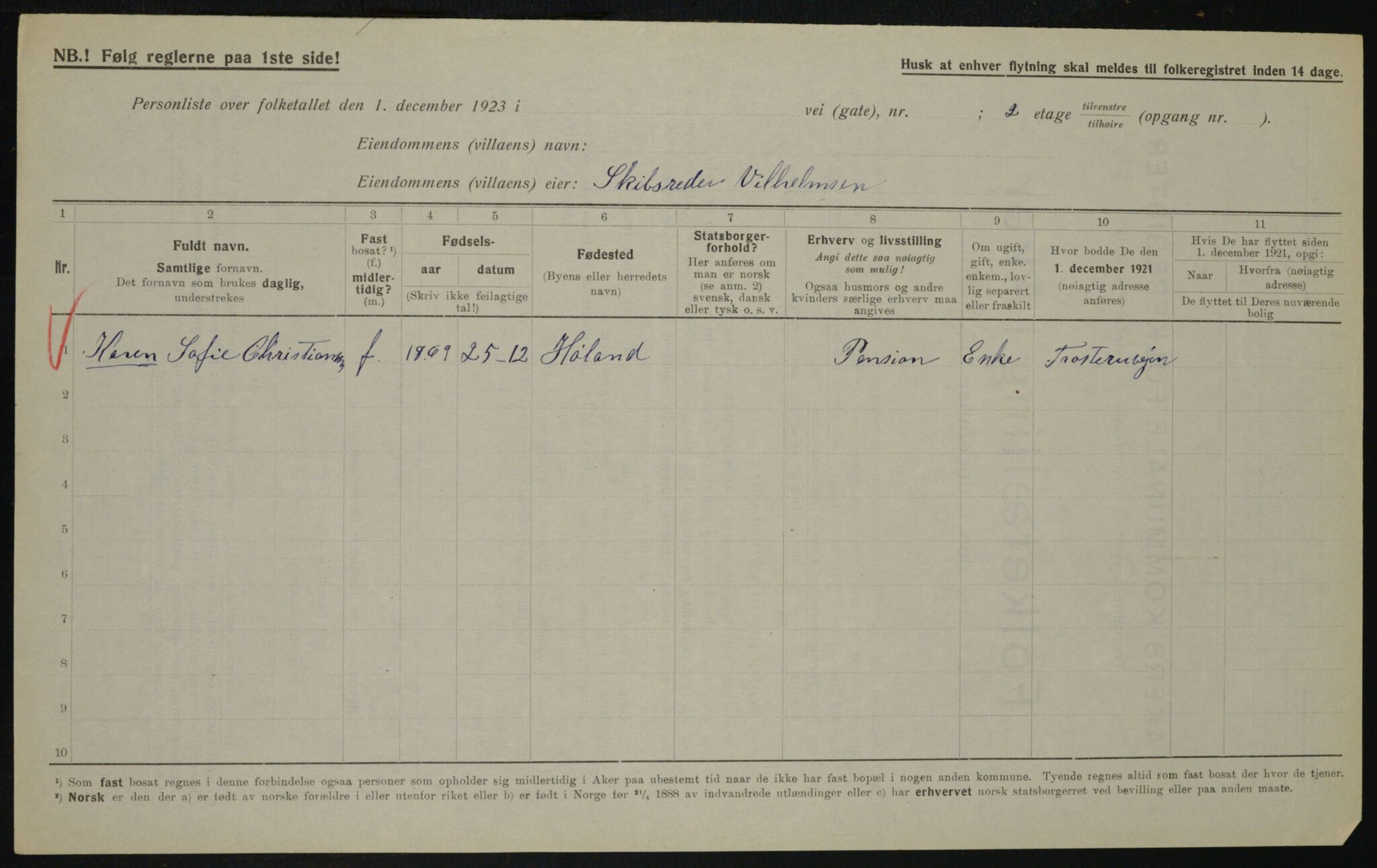 , Municipal Census 1923 for Aker, 1923, p. 19565