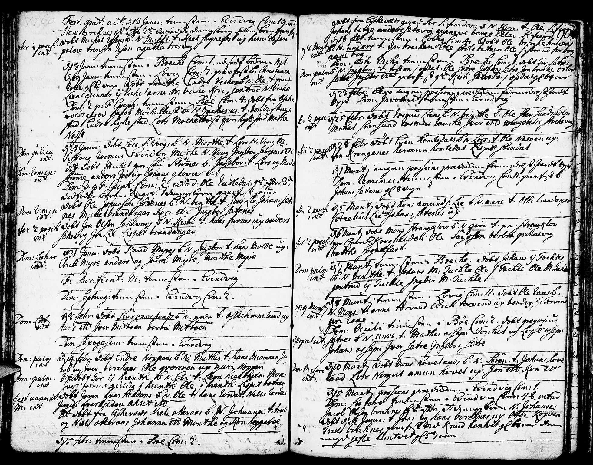 Gulen sokneprestembete, SAB/A-80201/H/Haa/Haaa/L0012: Parish register (official) no. A 12, 1749-1776, p. 90