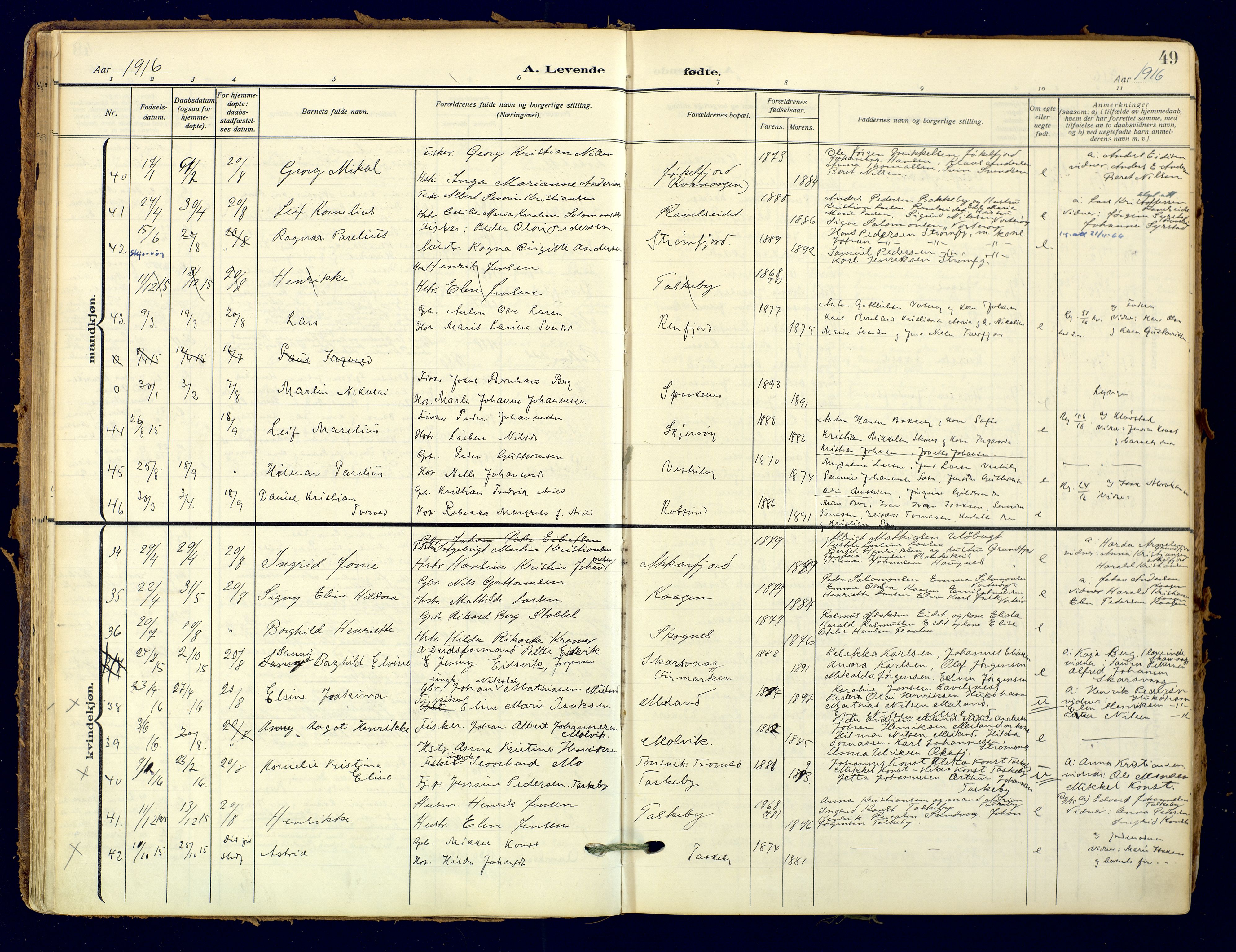 Skjervøy sokneprestkontor, AV/SATØ-S-1300/H/Ha/Haa: Parish register (official) no. 18, 1910-1926, p. 49