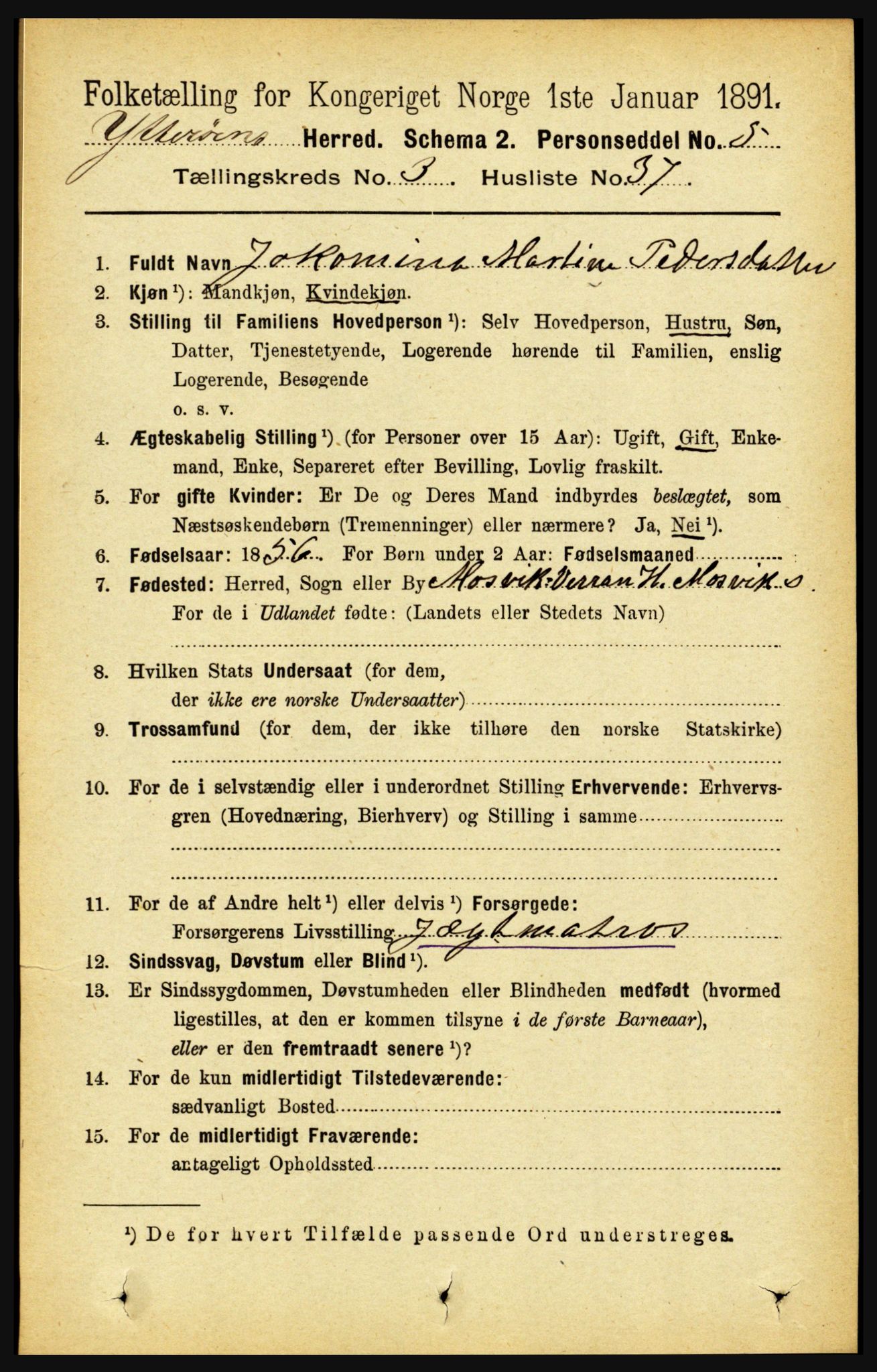 RA, 1891 census for 1722 Ytterøy, 1891, p. 1474