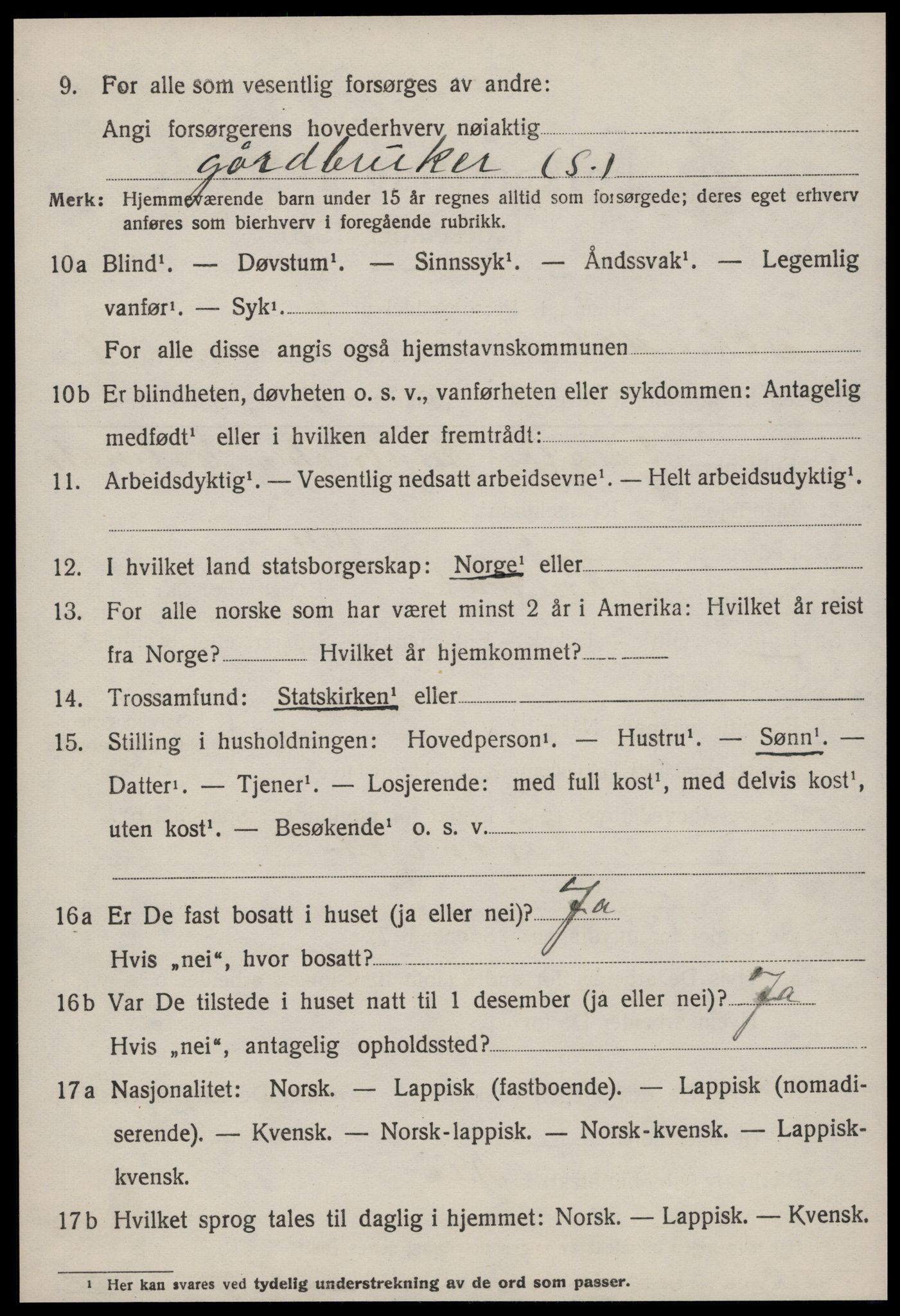 SAT, 1920 census for Soknedal, 1920, p. 849