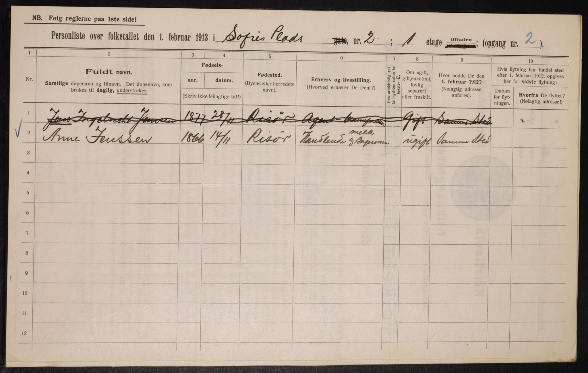 OBA, Municipal Census 1913 for Kristiania, 1913, p. 99396