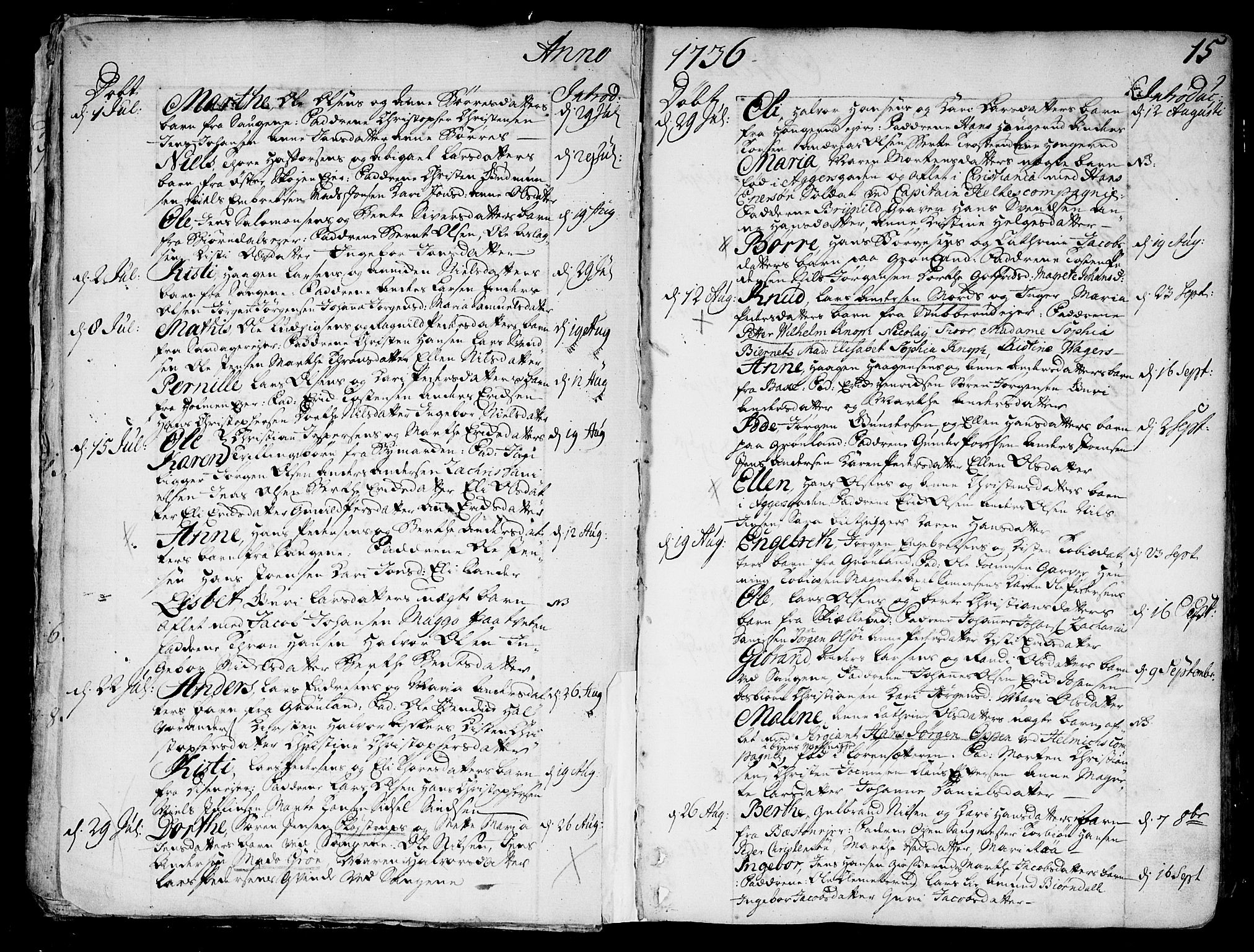Aker prestekontor kirkebøker, SAO/A-10861/F/L0007: Parish register (official) no. 7, 1734-1748, p. 15