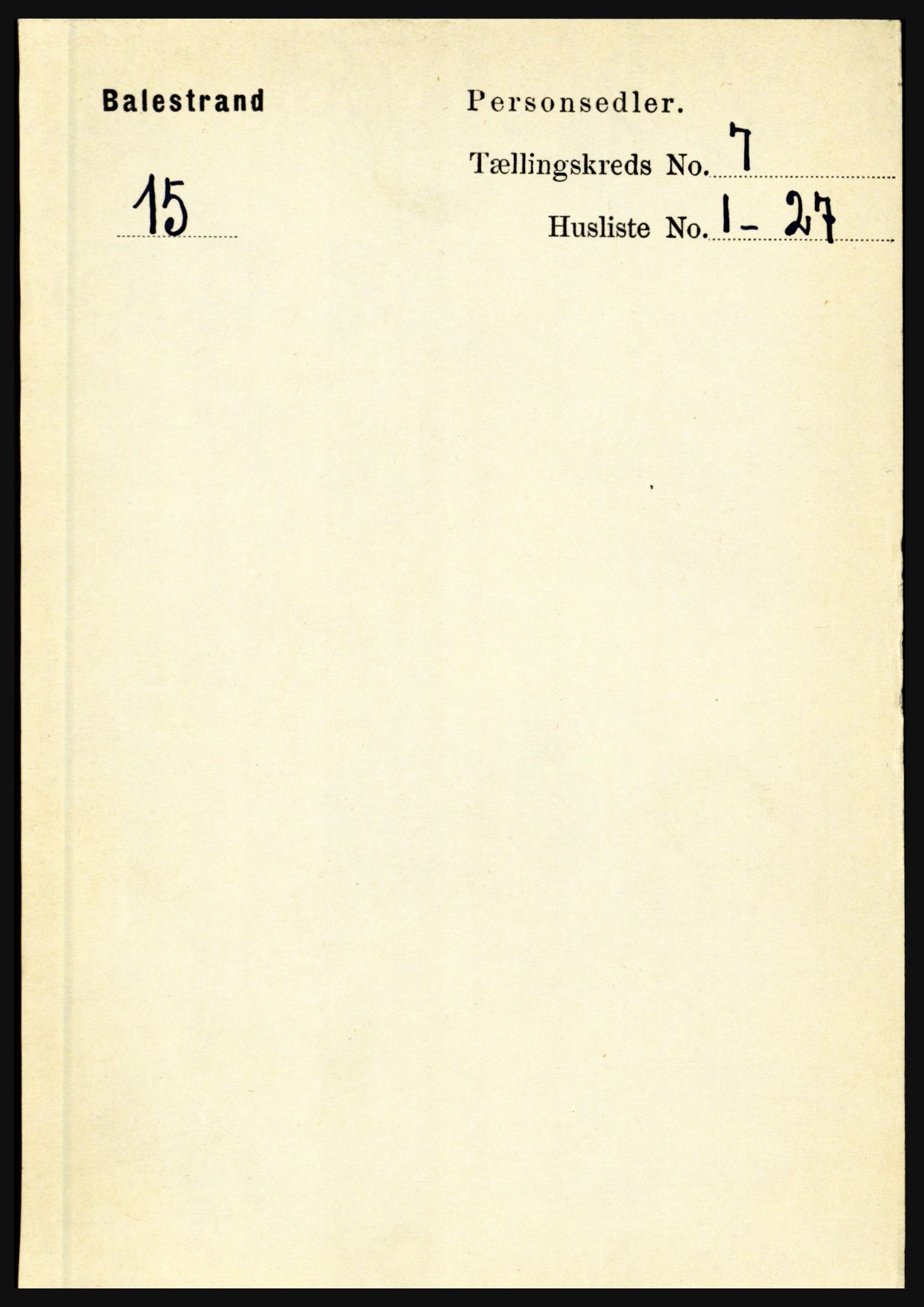 RA, 1891 census for 1418 Balestrand, 1891, p. 1508