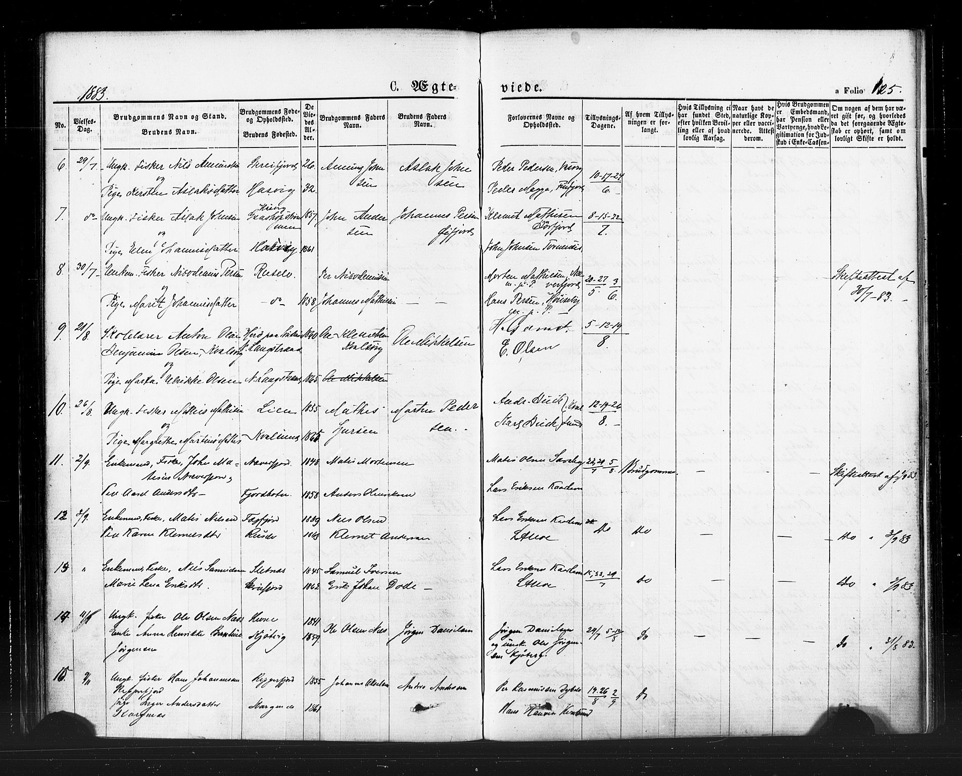 Hammerfest sokneprestkontor, AV/SATØ-S-1347/H/Ha/L0007.kirke: Parish register (official) no. 7, 1869-1884, p. 125