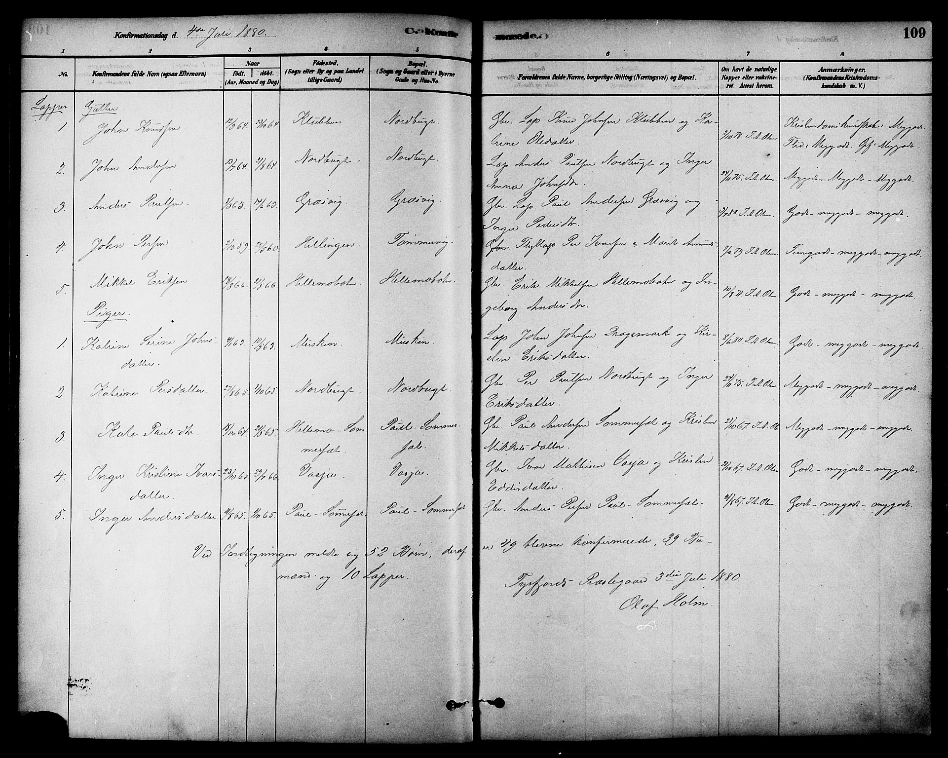 Ministerialprotokoller, klokkerbøker og fødselsregistre - Nordland, AV/SAT-A-1459/861/L0868: Parish register (official) no. 861A03, 1879-1889, p. 109