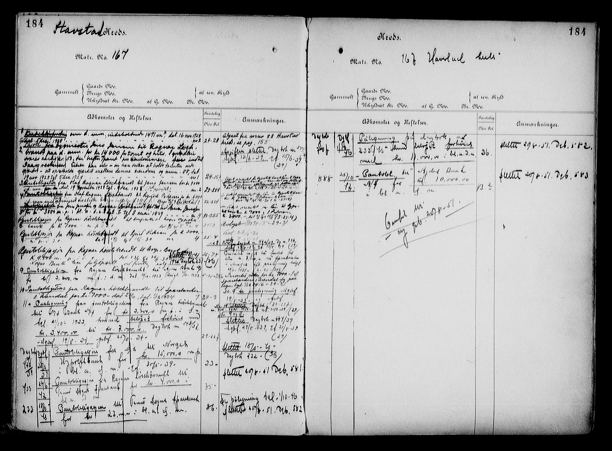 Arendal byfogd, AV/SAK-1222-0001/G/Ga/L0015: Mortgage register no. 13, 1860-1960, p. 184