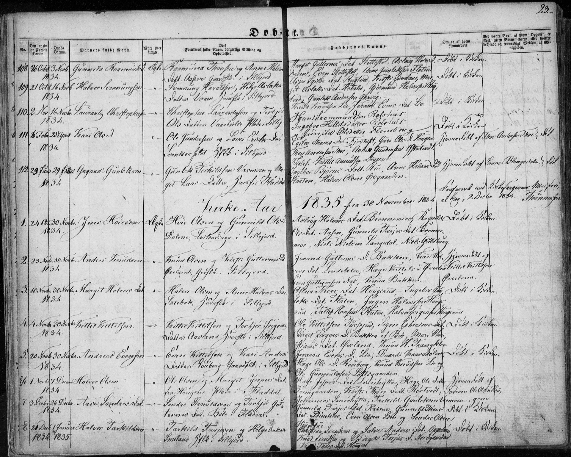 Seljord kirkebøker, AV/SAKO-A-20/F/Fa/L0011: Parish register (official) no. I 11, 1831-1849, p. 23
