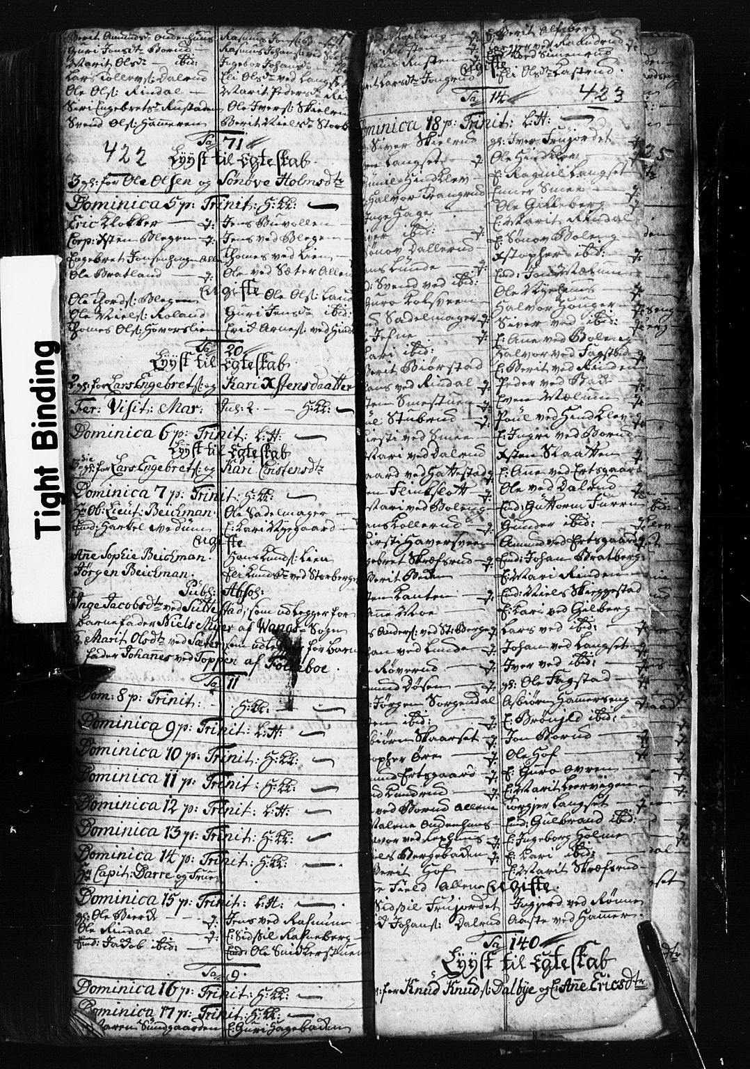 Fåberg prestekontor, SAH/PREST-086/H/Ha/Hab/L0001: Parish register (copy) no. 1, 1727-1767, p. 422-423