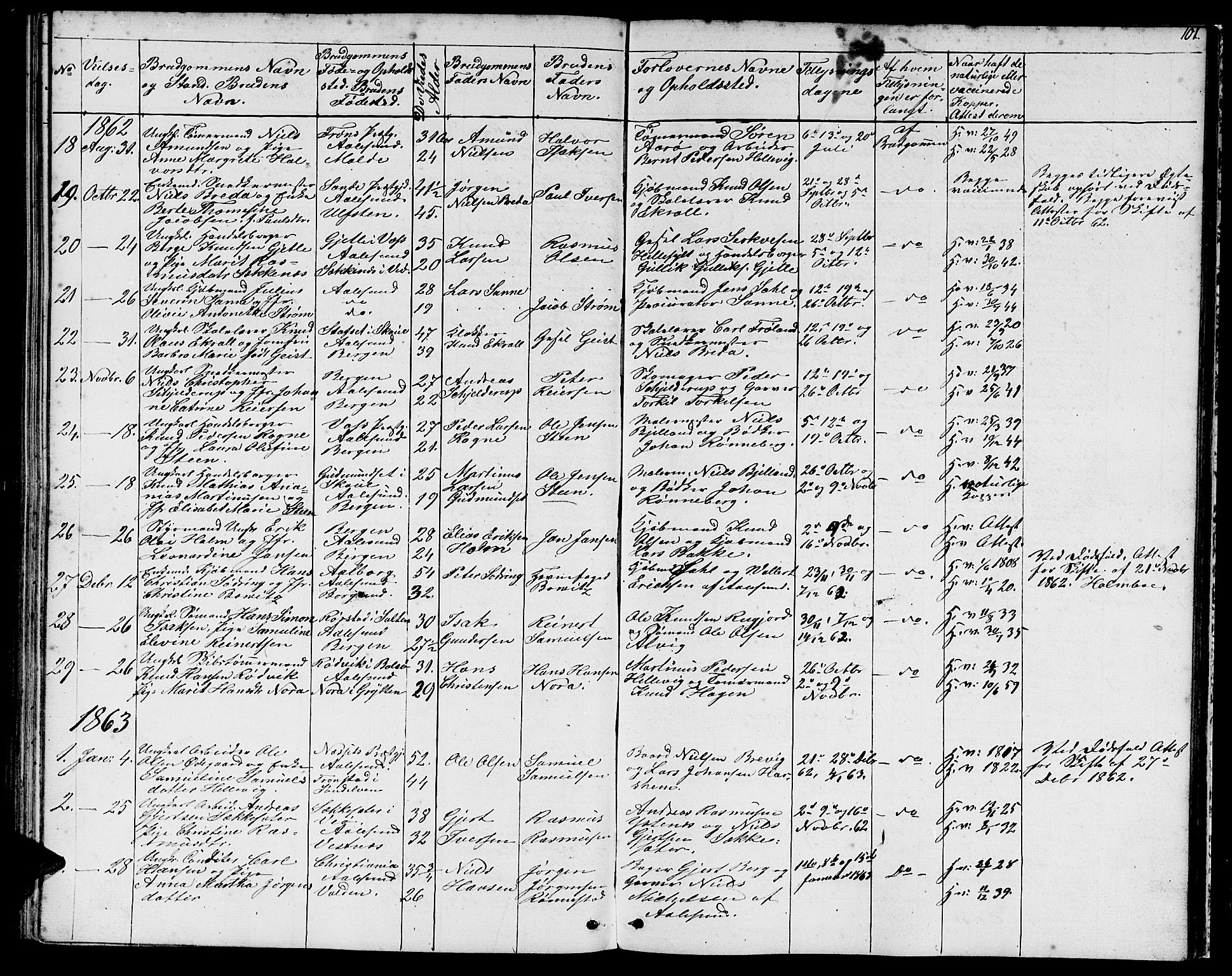 Ministerialprotokoller, klokkerbøker og fødselsregistre - Møre og Romsdal, AV/SAT-A-1454/529/L0464: Parish register (copy) no. 529C01, 1855-1867, p. 101