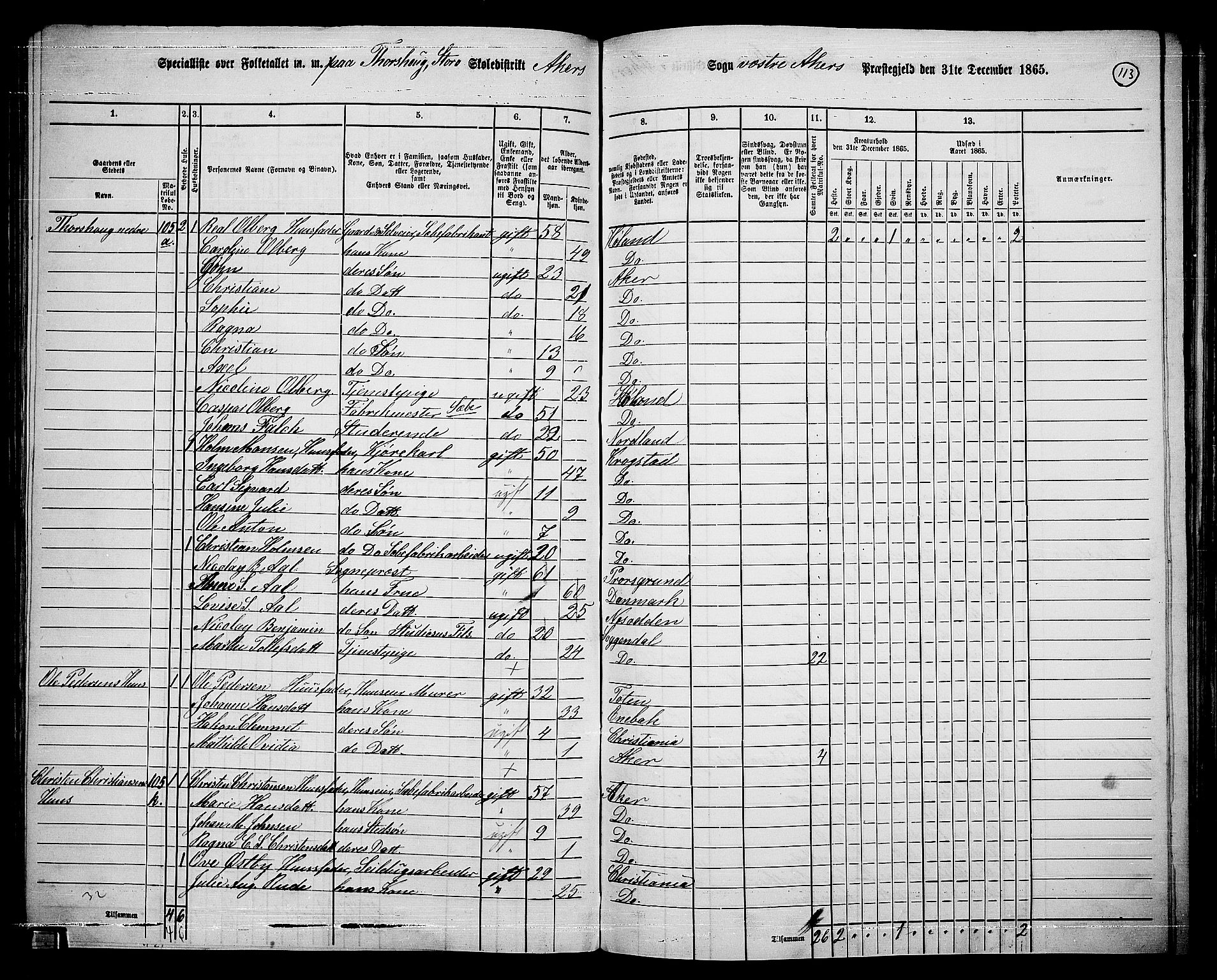 RA, 1865 census for Vestre Aker, 1865, p. 281