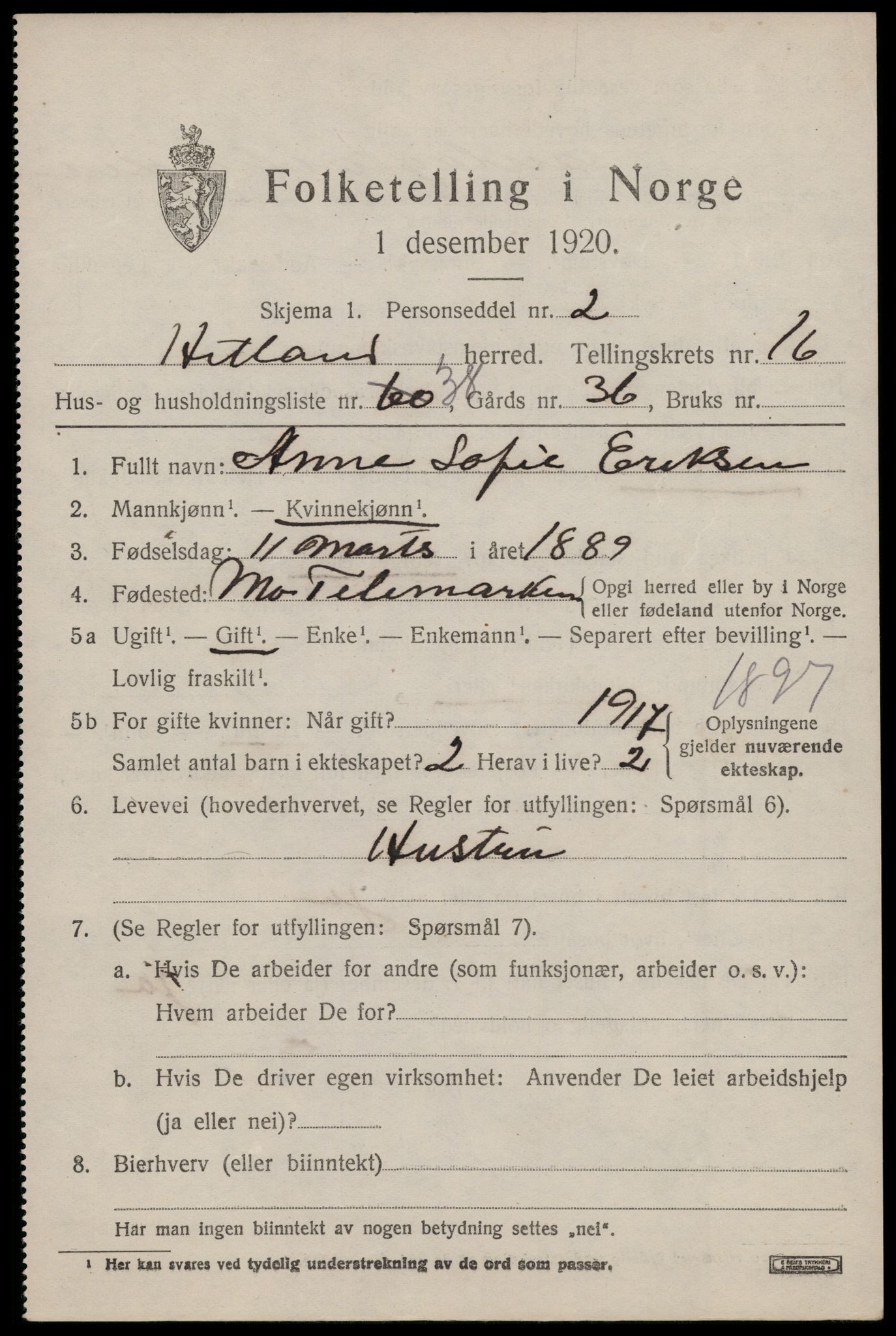 SAST, 1920 census for Hetland, 1920, p. 23549