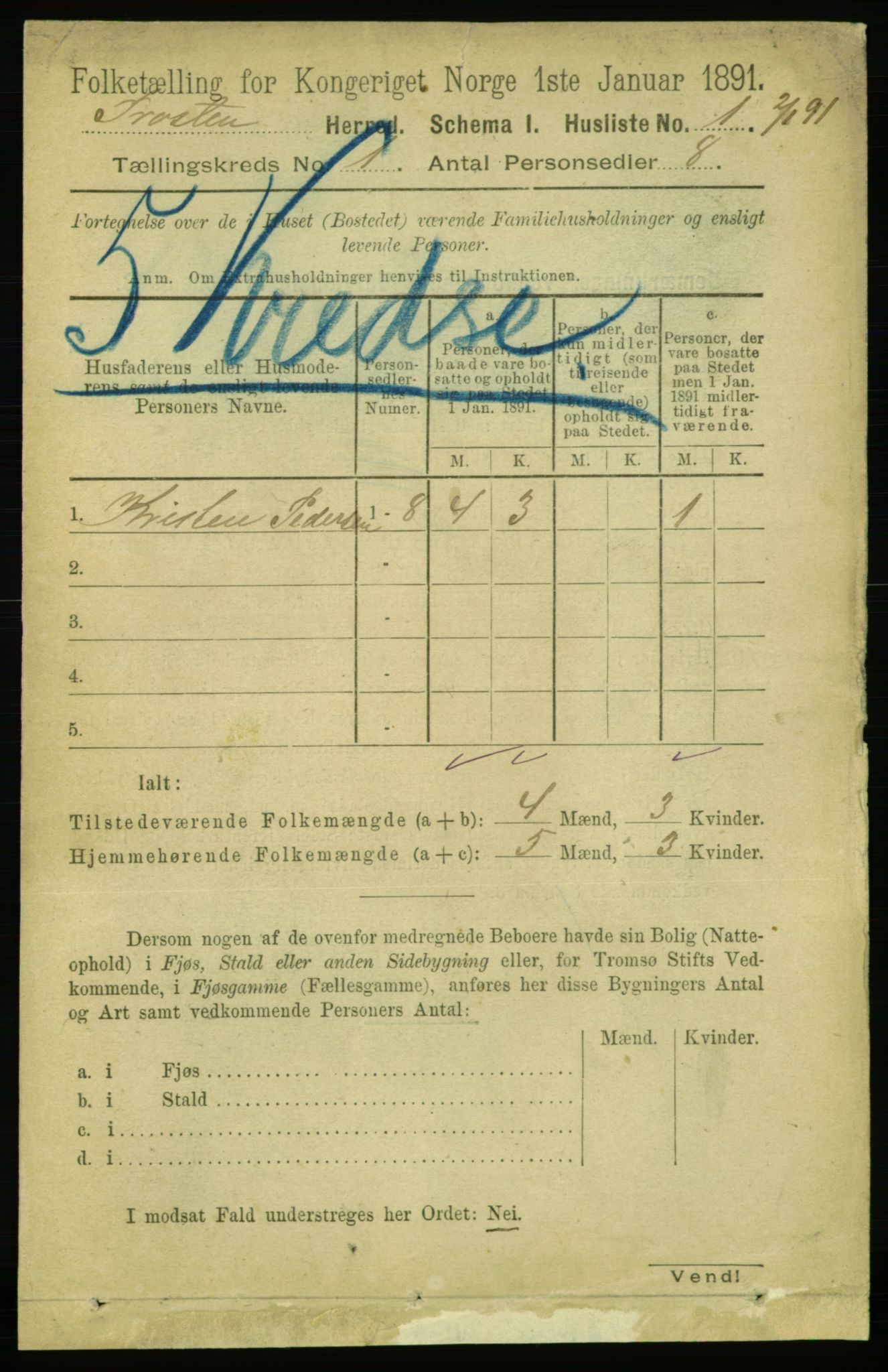 RA, 1891 census for 1717 Frosta, 1891, p. 23