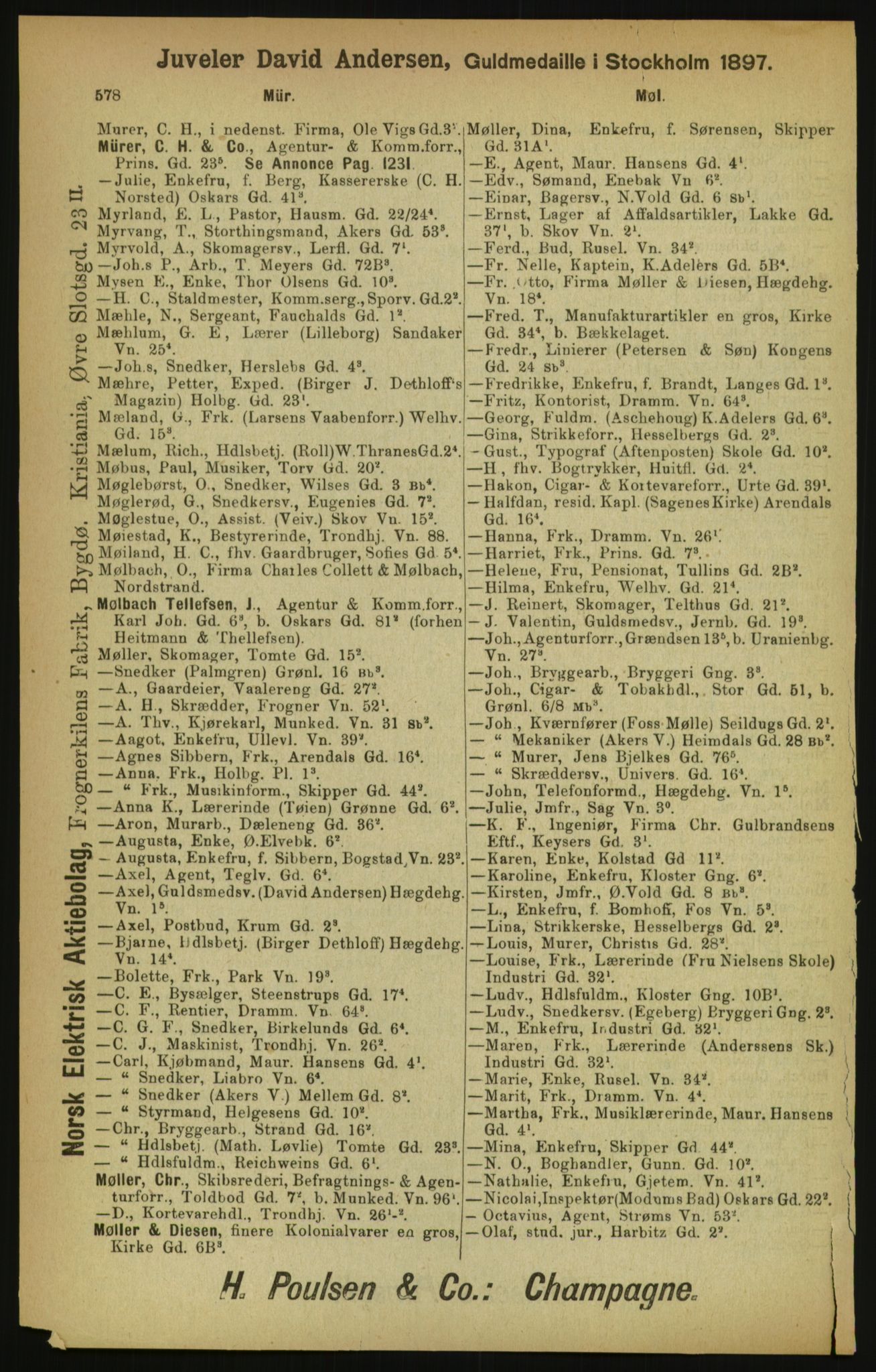 Kristiania/Oslo adressebok, PUBL/-, 1900, p. 578