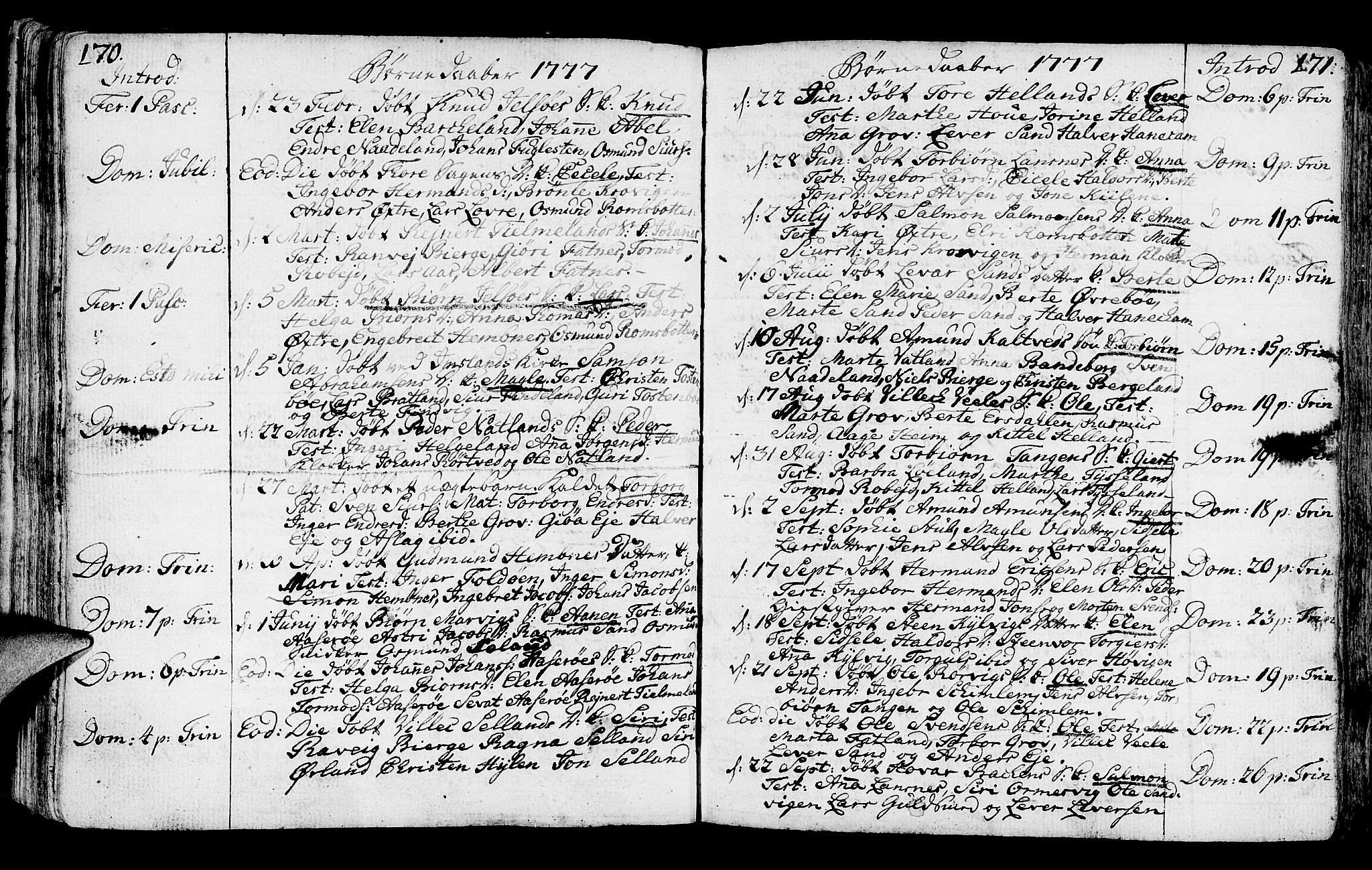Jelsa sokneprestkontor, SAST/A-101842/01/IV: Parish register (official) no. A 3, 1768-1796, p. 170-171