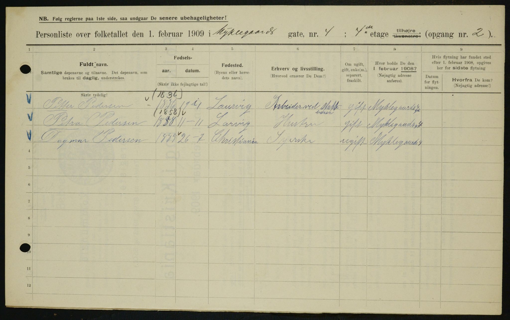 OBA, Municipal Census 1909 for Kristiania, 1909, p. 61821