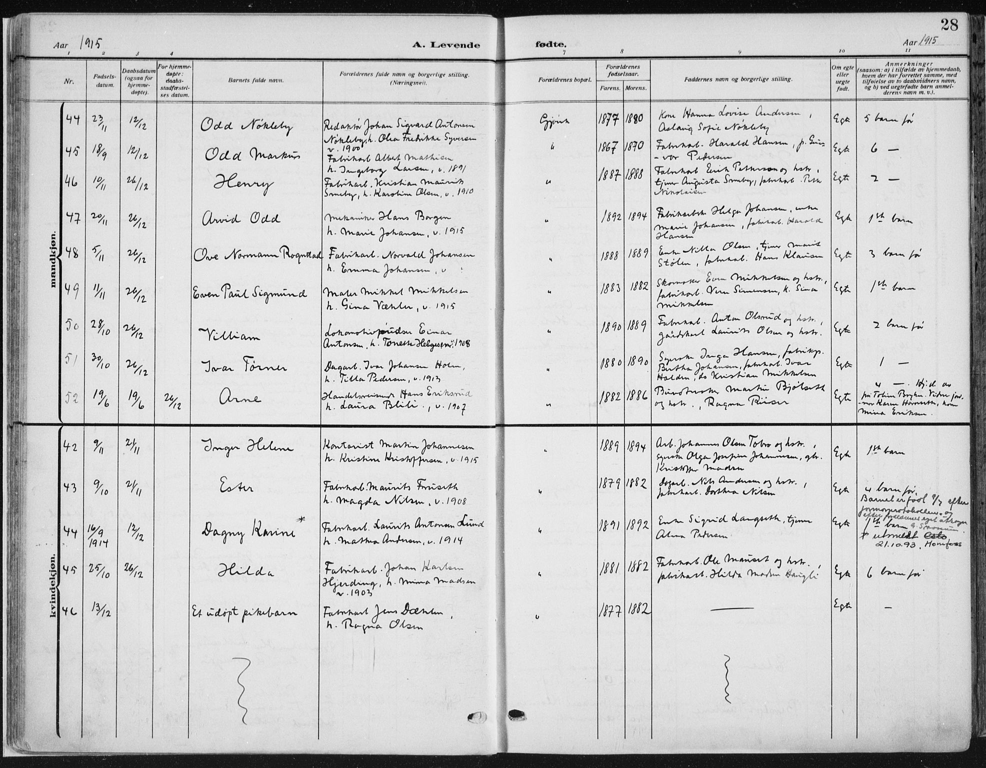 Vardal prestekontor, SAH/PREST-100/H/Ha/Haa/L0014: Parish register (official) no. 14, 1912-1922, p. 28