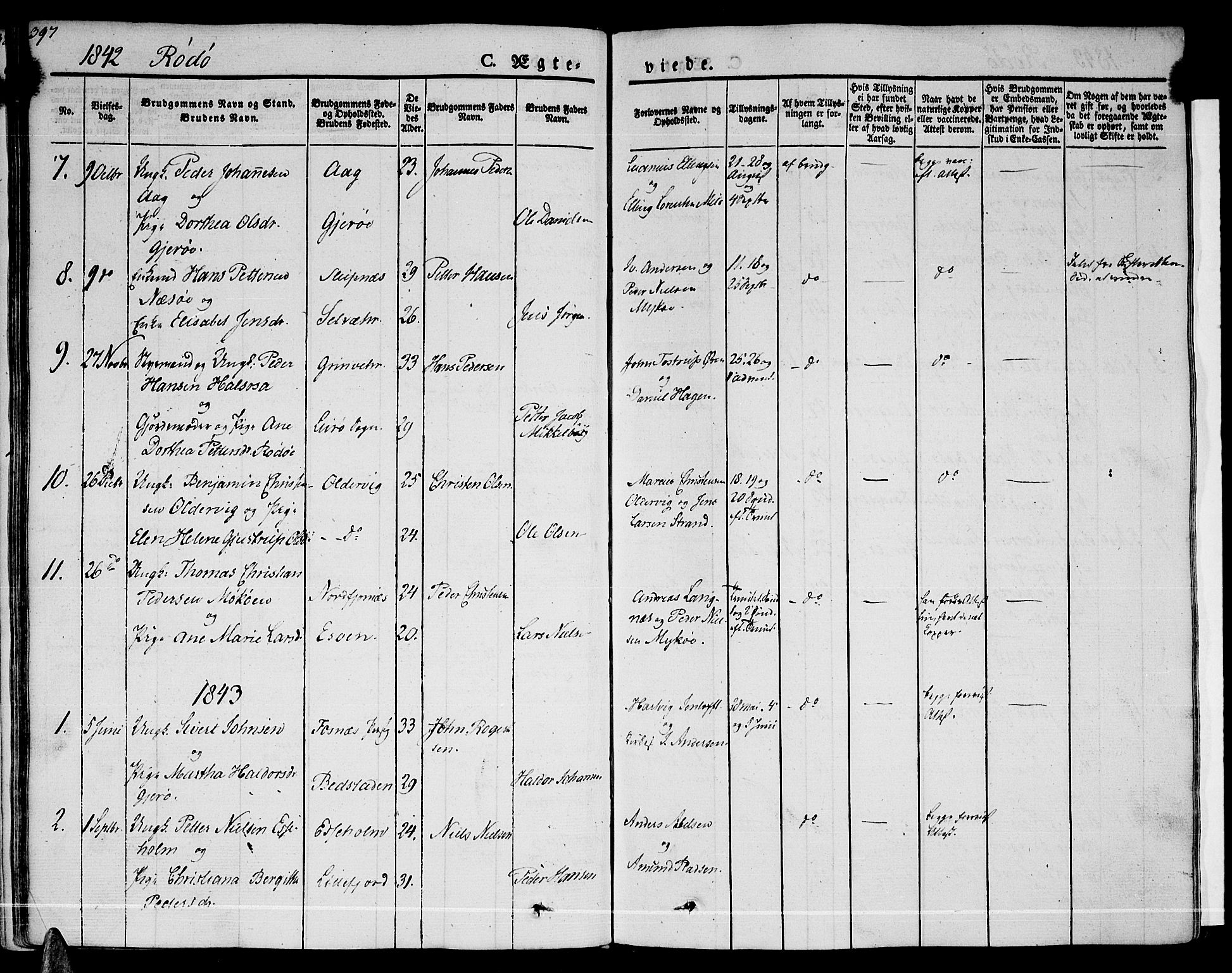 Ministerialprotokoller, klokkerbøker og fødselsregistre - Nordland, SAT/A-1459/841/L0600: Parish register (official) no. 841A07 /1, 1825-1844, p. 397