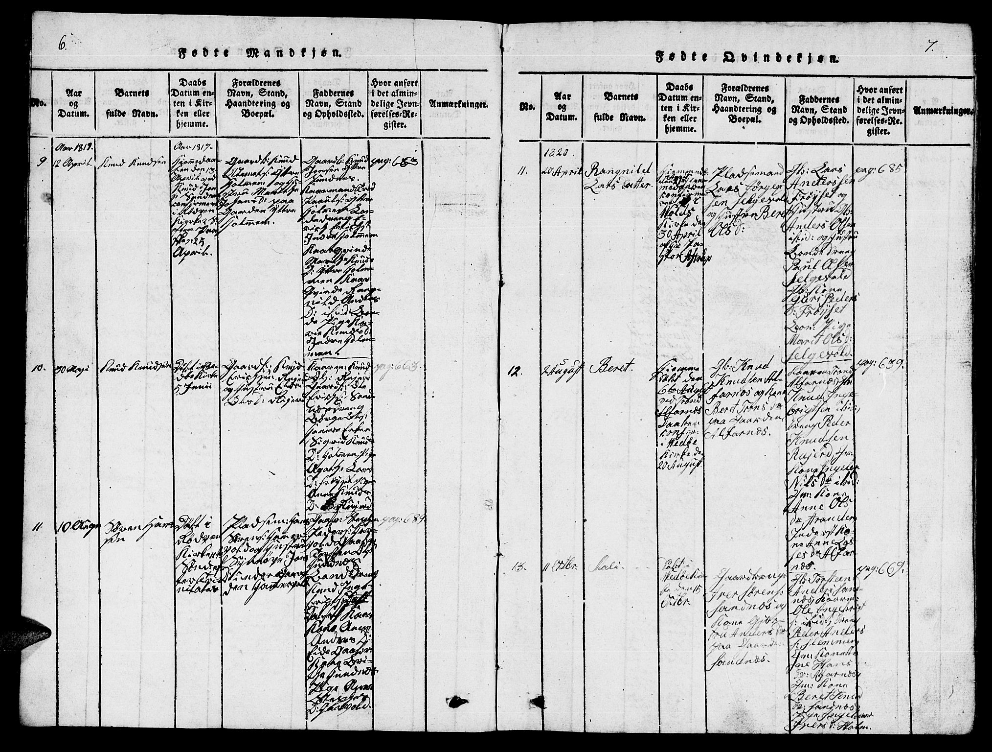 Ministerialprotokoller, klokkerbøker og fødselsregistre - Møre og Romsdal, SAT/A-1454/548/L0613: Parish register (copy) no. 548C01, 1818-1846, p. 6-7